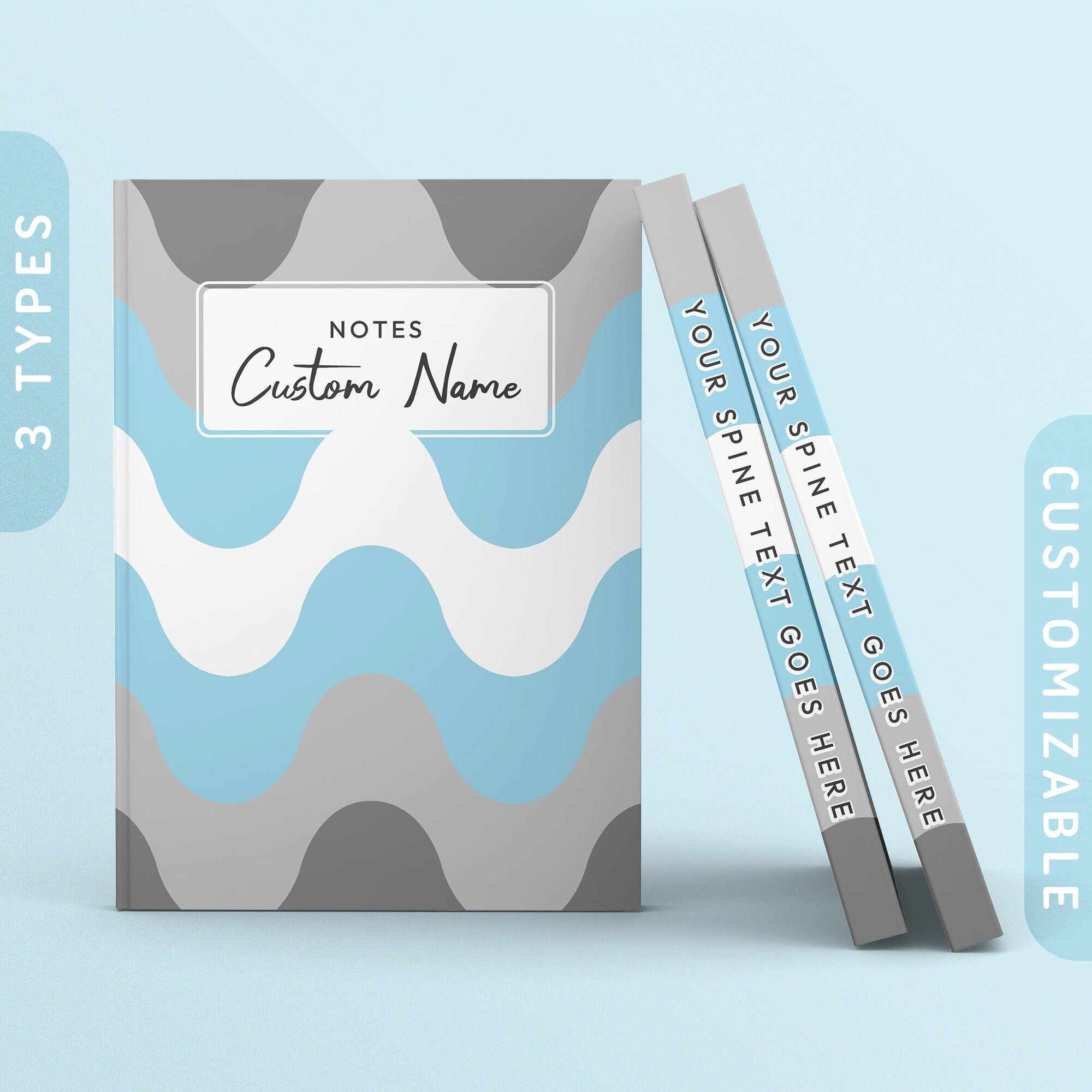 Personalized Subtle Demiboy Journal Demiboy Pride Flag Waves Sketchbook Customizable Hardcover Notebook Custom Name Text Graphic Tee – Warm & Stylish · Perfect For Daily Wear