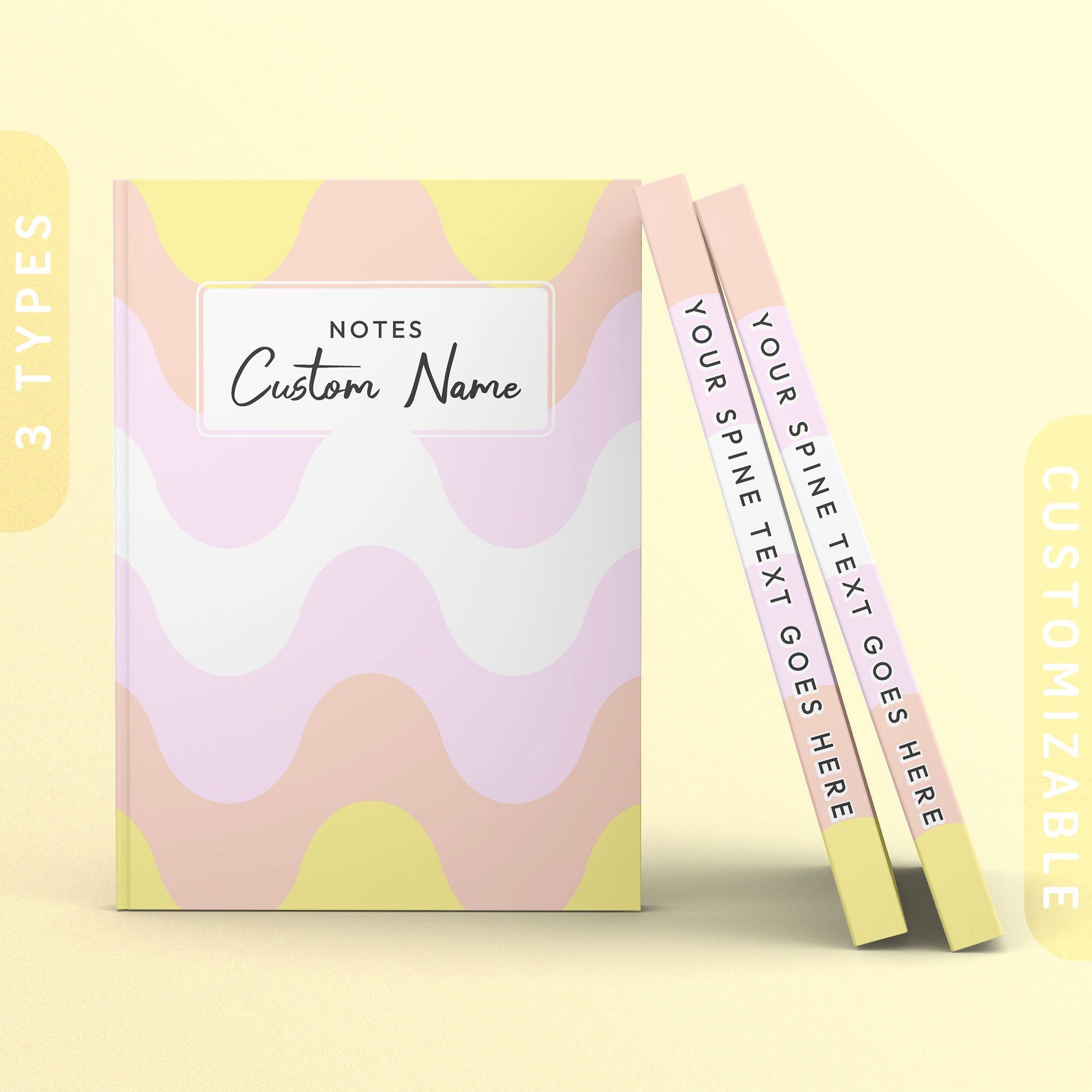 Personalized Subtle Pangender Journal Pangender Pride Flag Waves Bi Gender Gift Customizable Hardcover Notebook Custom Name Text Graphic Tee – Everyday Comfort · Must-Have Style