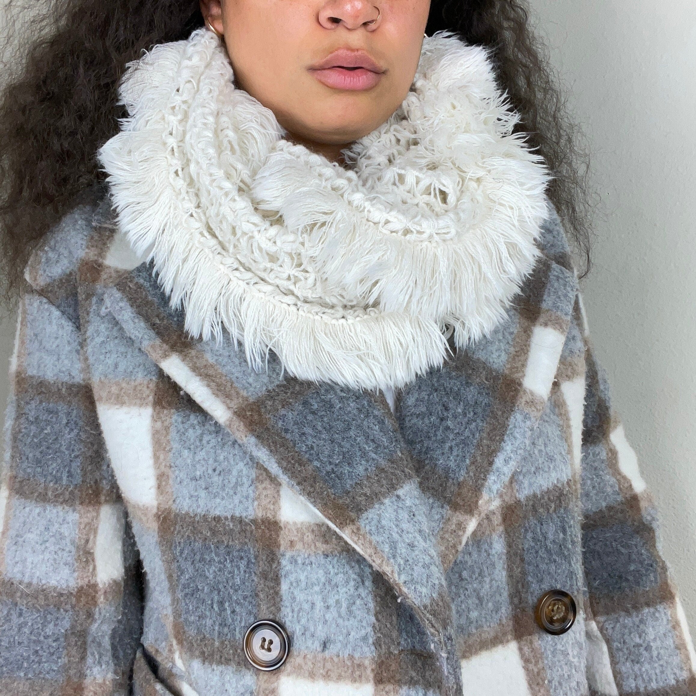 Cream Fringe Knitted Infinity Scarf Y2K Early 2000s Coquette Ice Princess Graphic Tee – Everyday Comfort · High-Quality Print