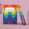 Personalized Subtle Rainbow Pride Waves Journal LGBTQ Flag Sketchbook Customizable Hardcover Notebook Custom Name Text Graphic Tee – Aesthetic Look · High-Quality Print
