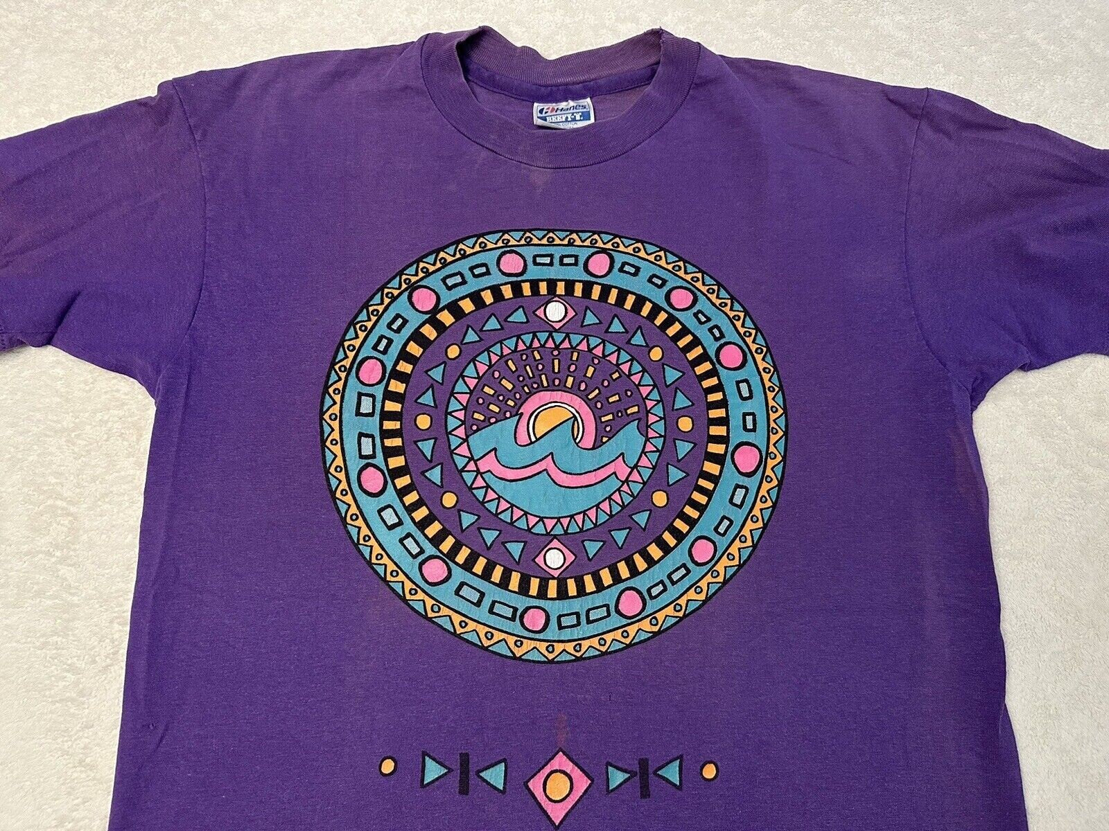 Vintage 1980s 1990s Wave Sun Tribal Aztec Surf Surfing Ocean Wave Art T Shirt L Graphic Tee – Cozy Vibes · High-Quality Print