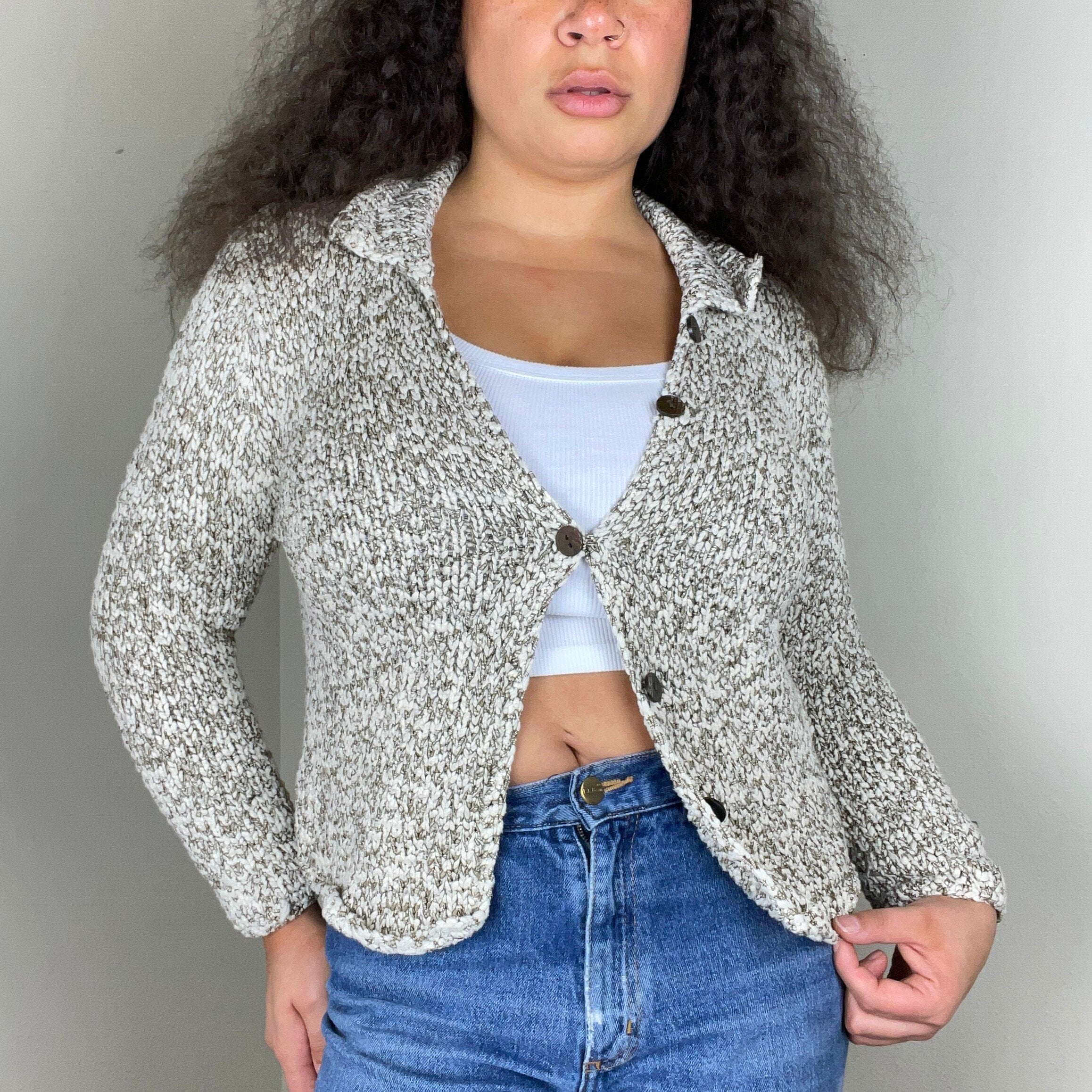 90s Cropped Cardigan Vintage Knit Sweater Cozy Scandinavian Style Graphic Tee – Soft Feel · Must-Have Style