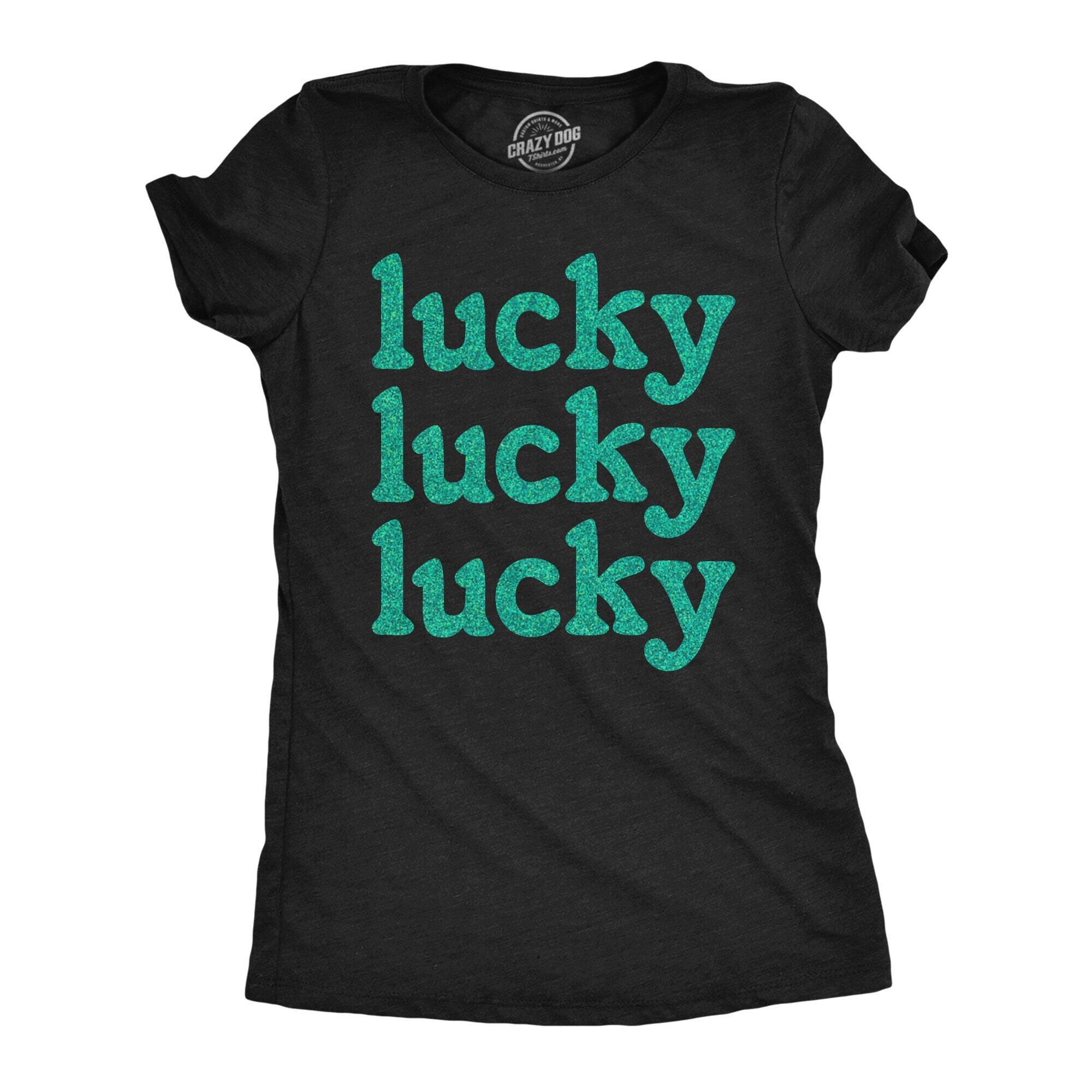 Lucky Lucky Lucky GLITTER Gold Glitter Green Glitter Shamrock Shirt Women Shenanigan Shirt Lucky Green Irish St Patrick39s Day Shirts Graphic Tee – Warm & Stylish · High-Quality Print