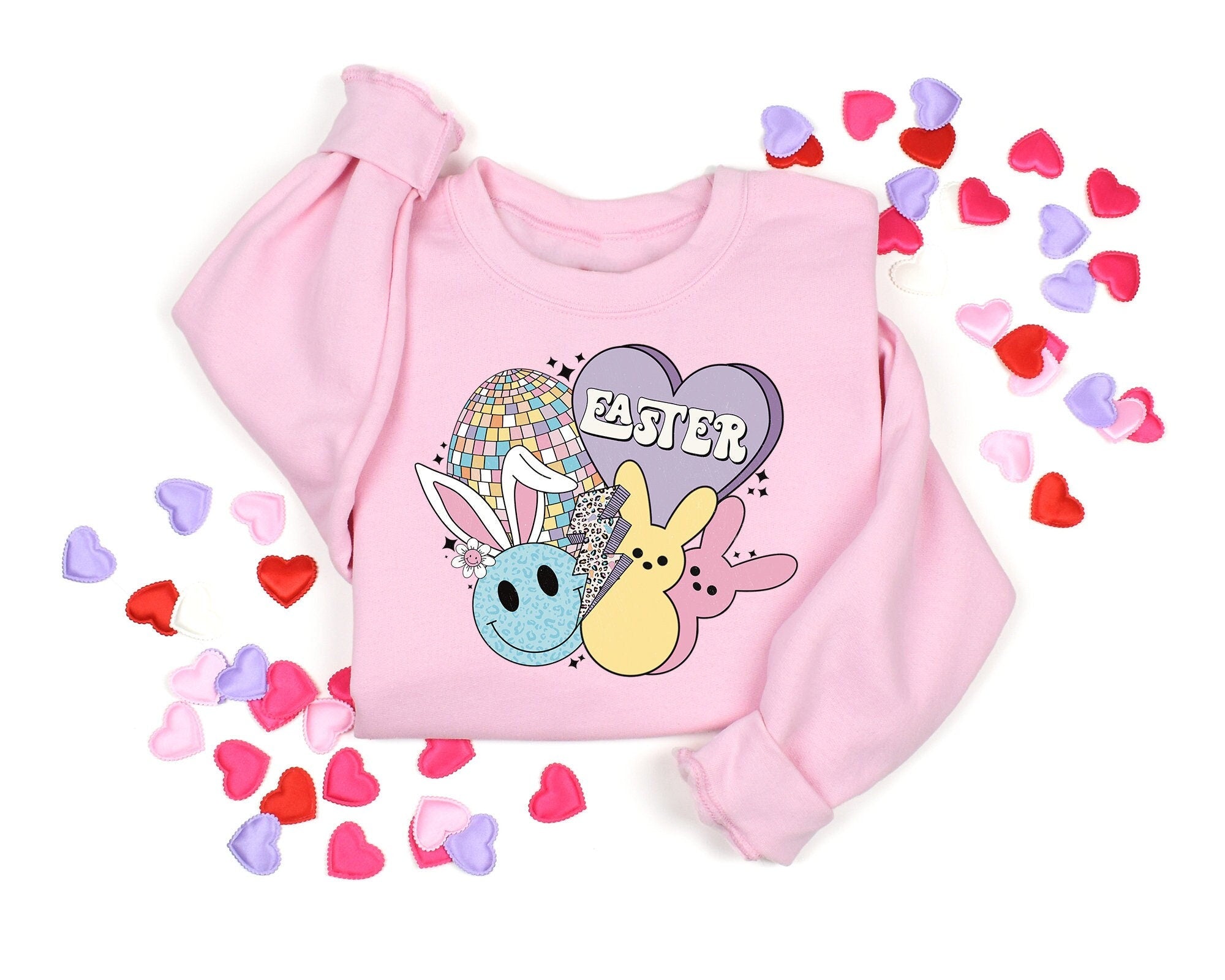 Easter Bunny Sweatshirt Retro Easter Bunny Shirt Easter Sweater Bunny SweatshirtEaster Gift Cute Easter Sweatshirt Groovy Easter Shirt Sweatshirt – Cozy Vibes · Trending Graphic Apparel