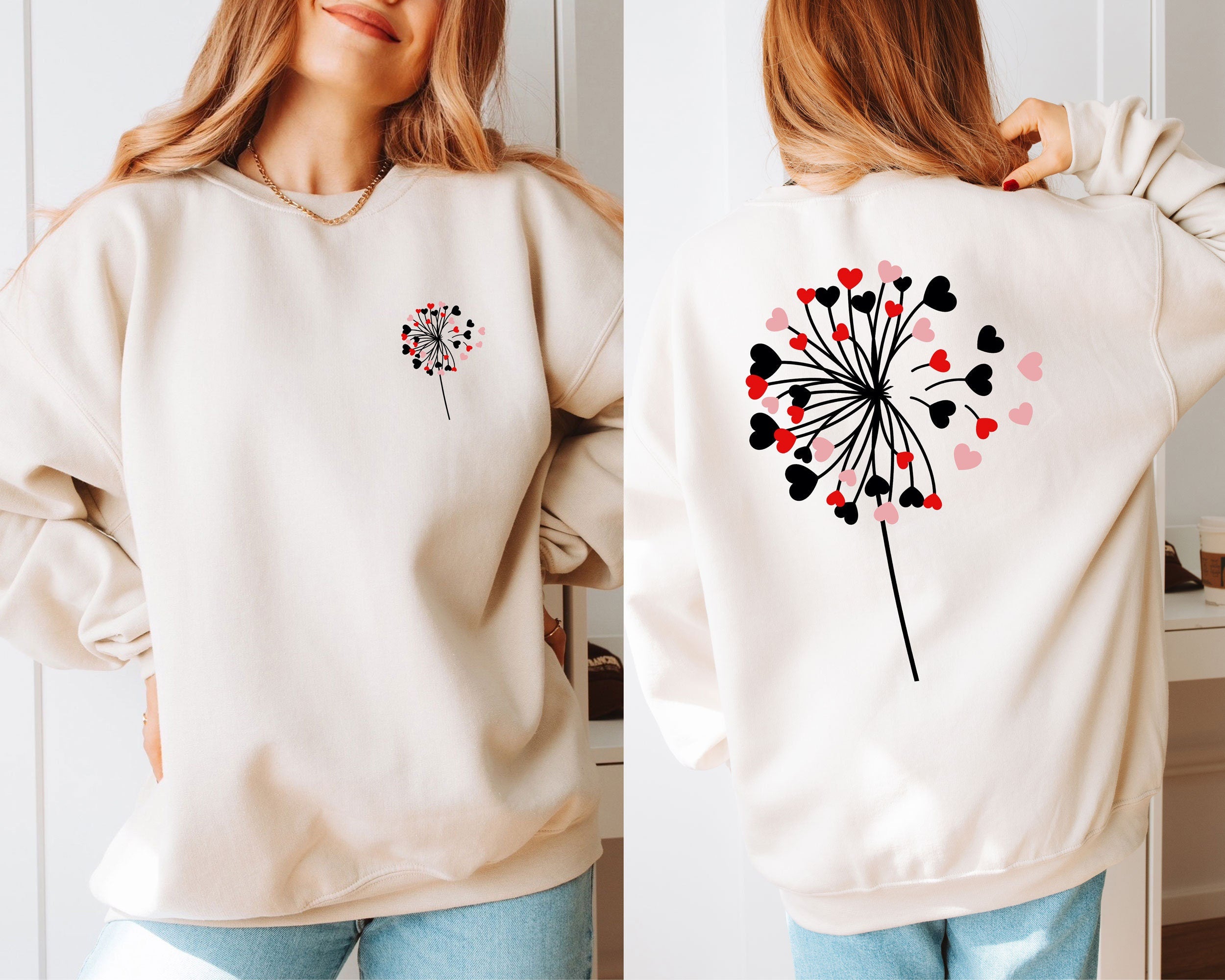 Dandelion Valentines Day Sweatshirt Valentines Day SweatshirtDandelion Hearts SweatshirtValentine Wildflower SweatshirtValentine Sweater Sweatshirt – Premium Graphic · High-Quality Print