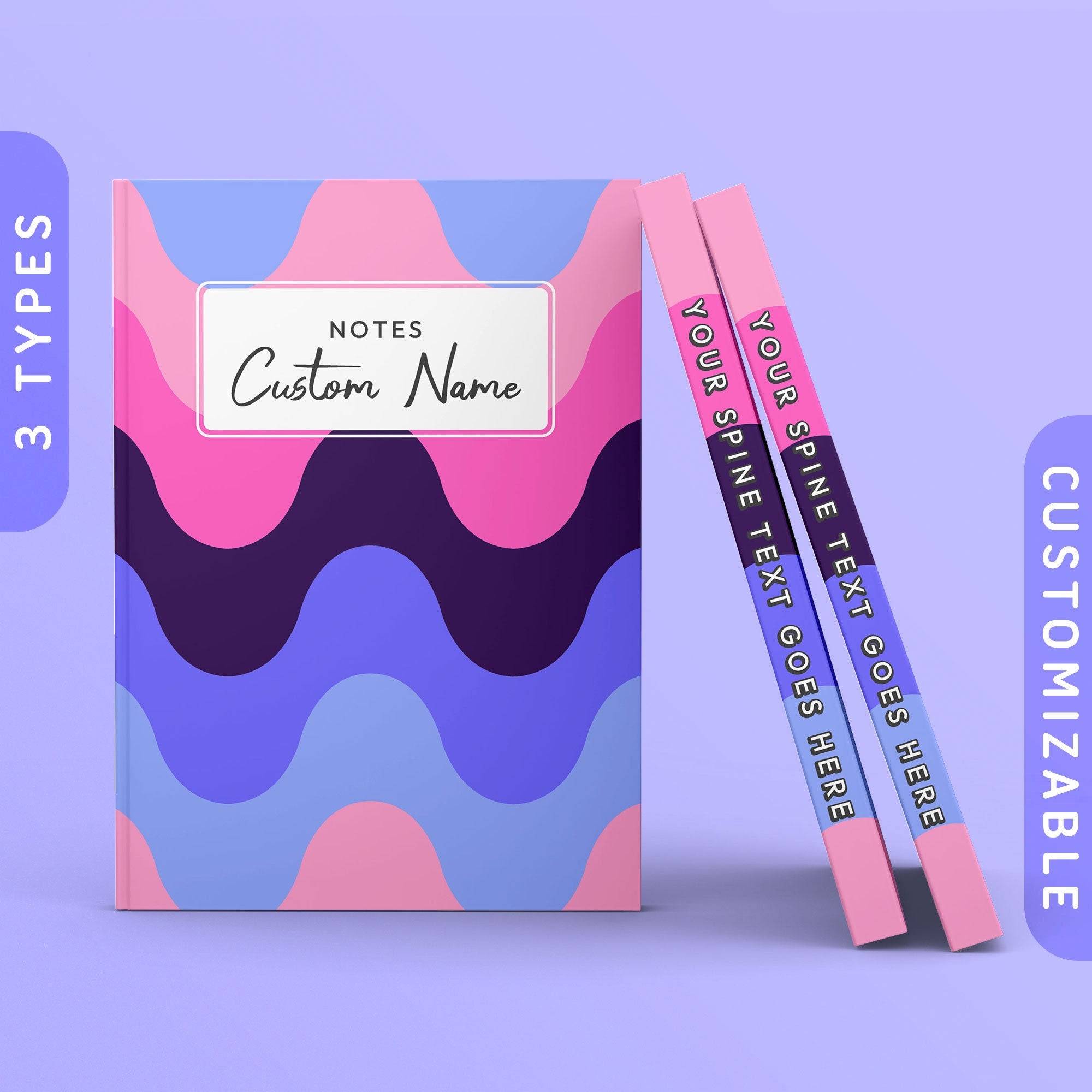 Personalized Subtle Omnisexual Journal Omnisexual Flag Waves Journal Customizable Hardcover Notebook Custom Name Text Graphic Tee – Bold Style · Perfect For Daily Wear