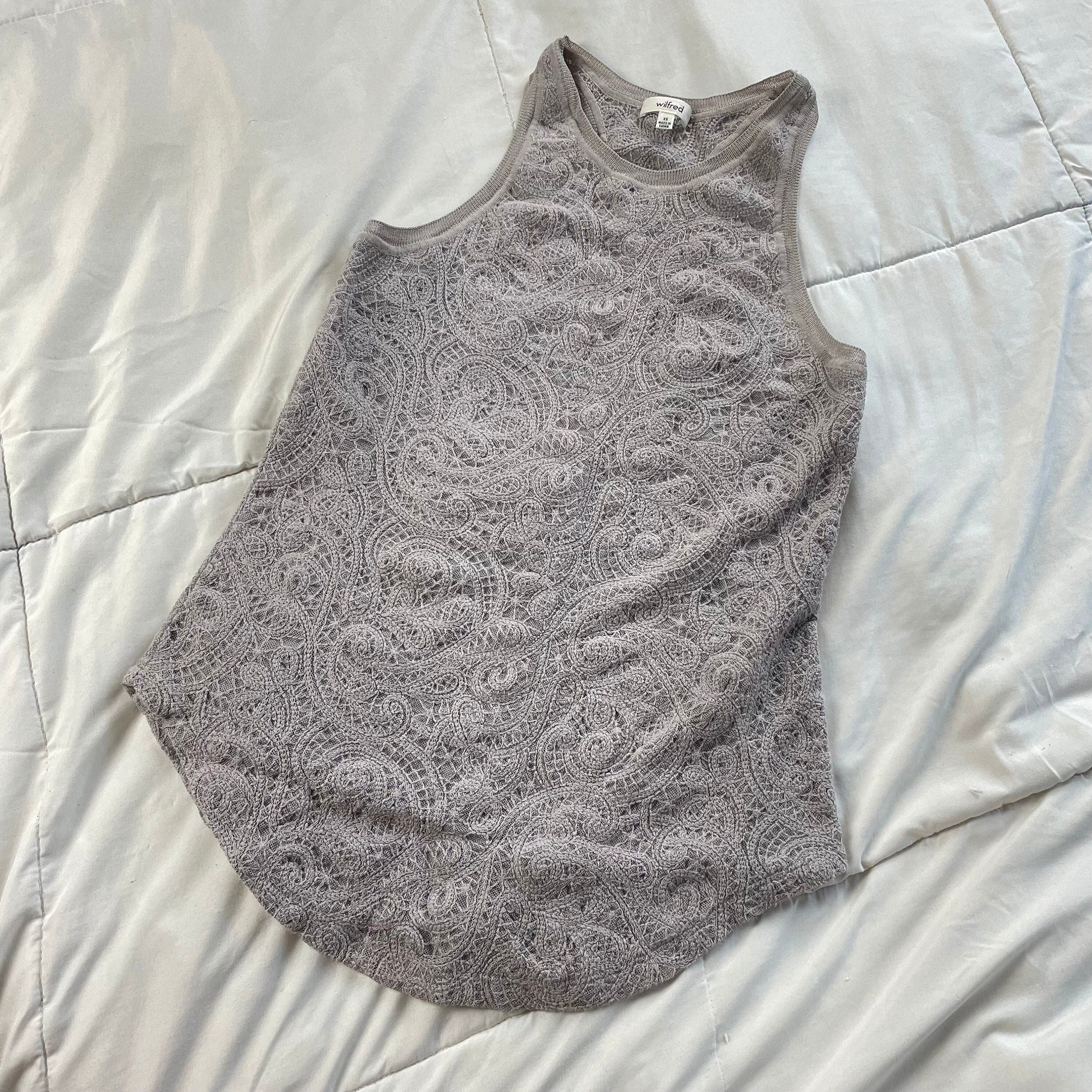 WILFRED Light Grey Lace Tank Top Coquette Size XS Tank Top – Premium Graphic · Great Gift For Fans