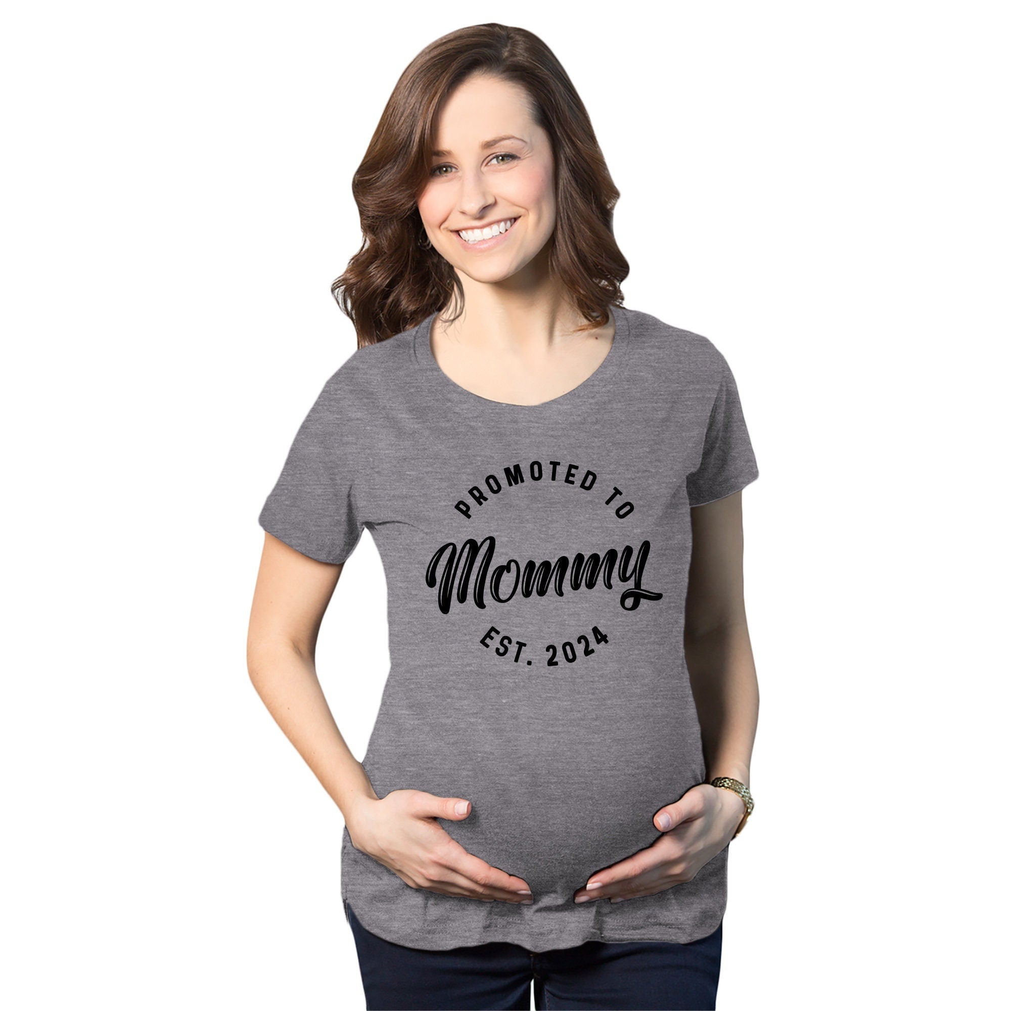 Cute Maternity Belly Shirts New Mom T Shirt Promoted To Mommy Funny Maternity Shirt EST 2024 Baby Announcement Shirt Graphic Tee – Fan Favorite · High-Quality Print