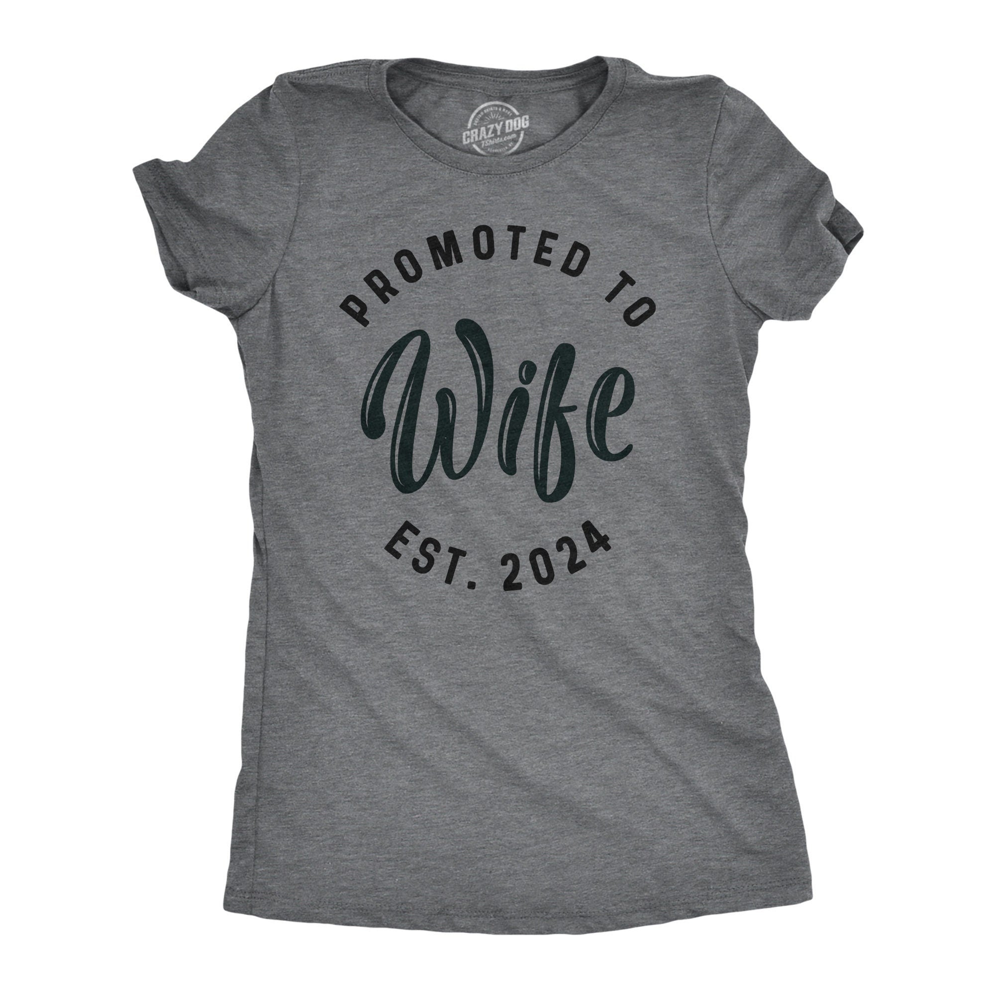 Promoted To Wife Est 2024 Just Married Shirt Women Wife Gifts Bridal Holiday Honeymoon Shirt For Bride Joke Quote Marriage Shirt Girls Graphic Tee – Aesthetic Look · Perfect For Daily Wear