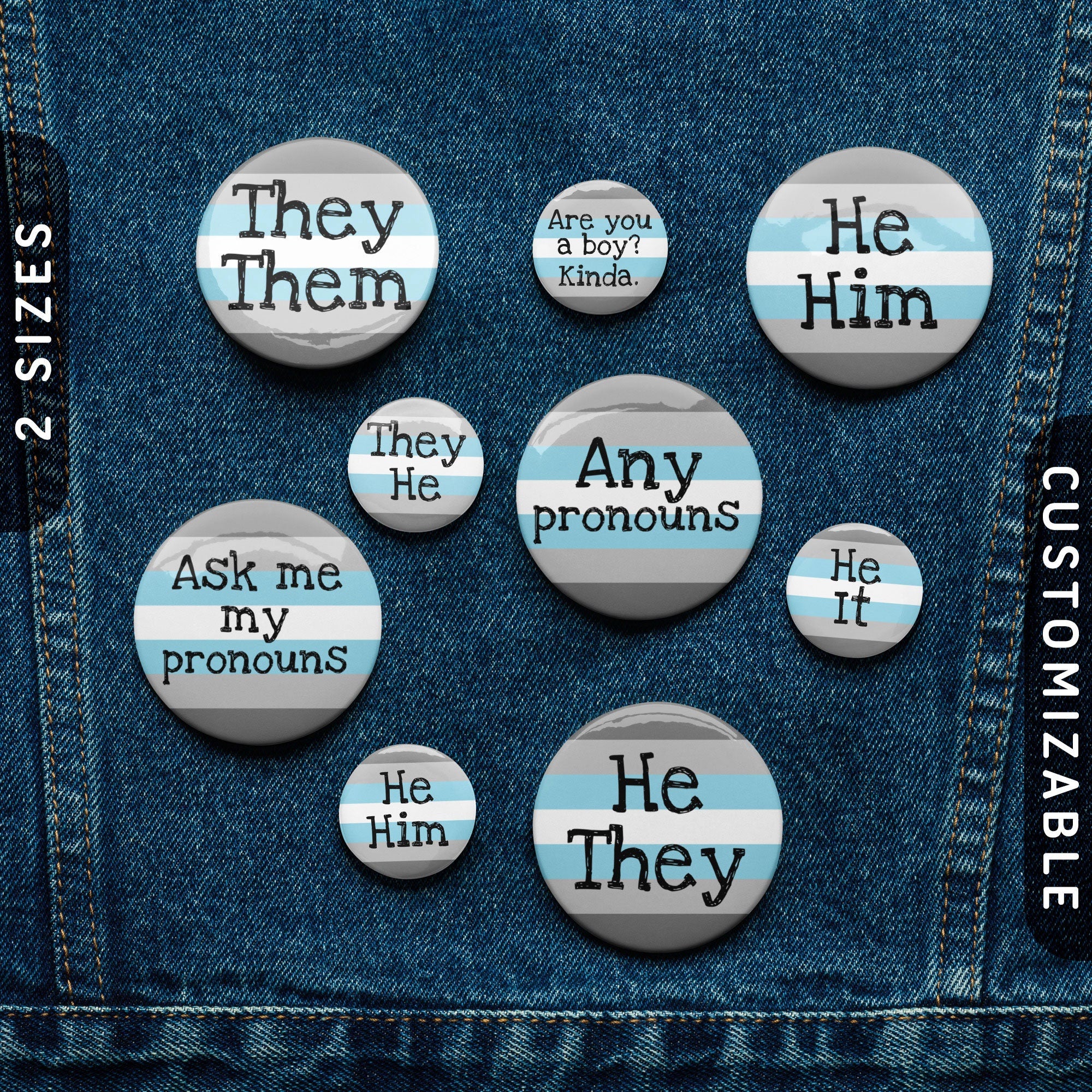 Demiboy Pronoun Pin Buttons Demiboy Pride Flag Tin Pins Custom Any Pronouns TheyThem HeThey HeHim HeIt Ask Me My Pronouns Graphic Tee – Everyday Comfort · Top Pick For Any Outfit