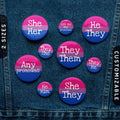 Bisexual Pronoun Pin Buttons Bisexual Pride Flag Tin Pins Custom Any Pronouns TheyThem SheHer HeHim Ask Me My Pronouns Graphic Tee – Warm & Stylish · Top Pick For Any Outfit