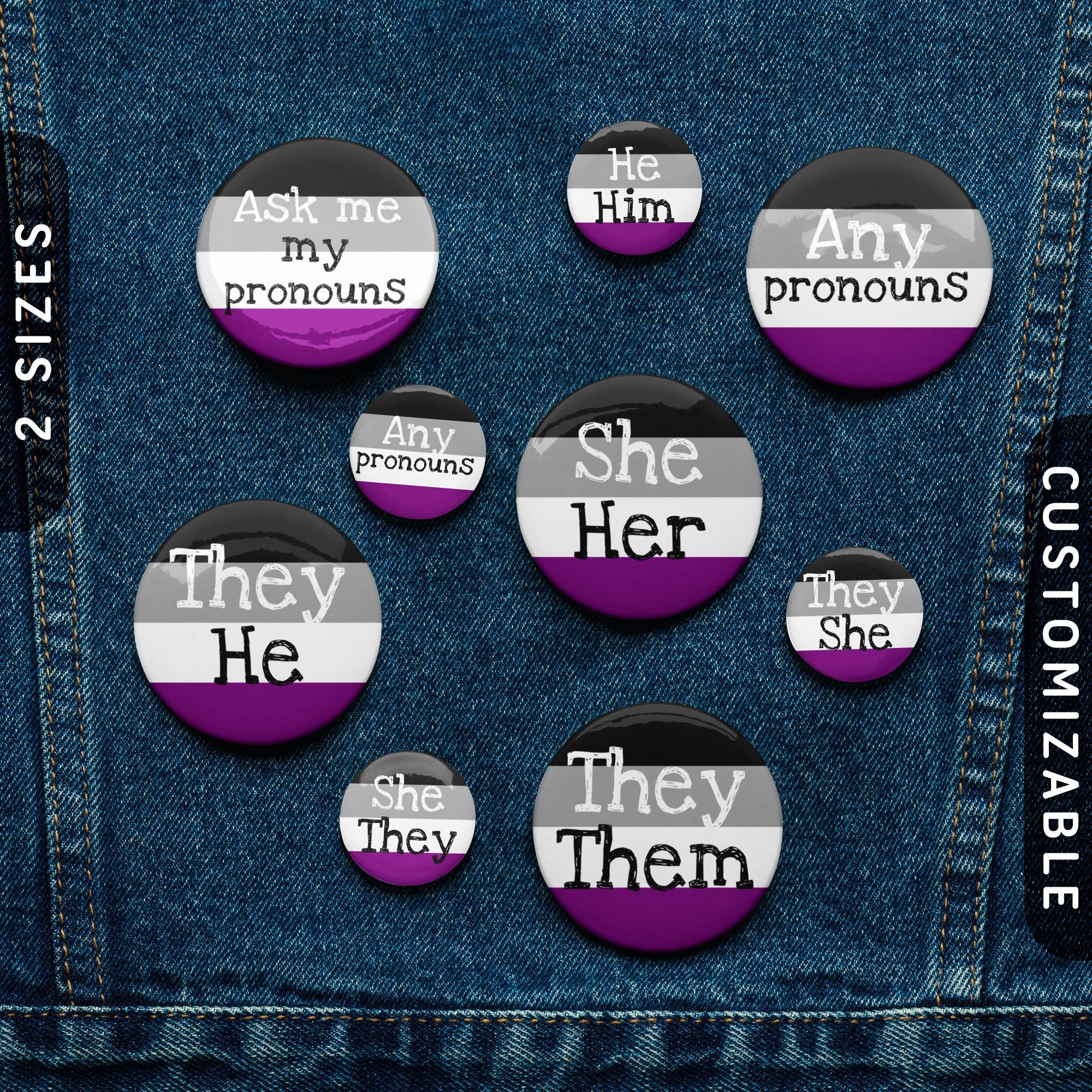 Asexual Pronoun Pin Buttons Asexual Pride Flag Tin Pins Custom Any Pronouns TheyThem SheHer HeHim Ask Me My Pronouns Graphic Tee – Everyday Comfort · High-Quality Print