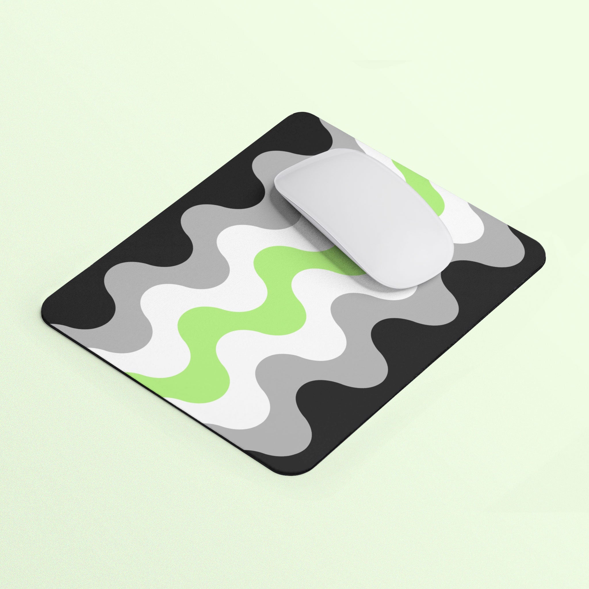 Agender Waves Mouse Pad Rectangle Mouse Pad Subtle Agender Pride Flag Mouse Pad No Gender Mousepad Home Office Gift Graphic Tee – Feel-Good Design · High-Quality Print