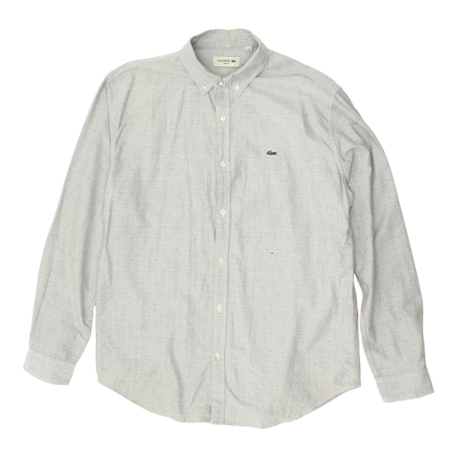 Lacoste Mens Grey Long Sleeve Button Up Shirt Vintage High End Designer VTG Graphic Tee – Easygoing Wear · Top Pick For Any Outfit