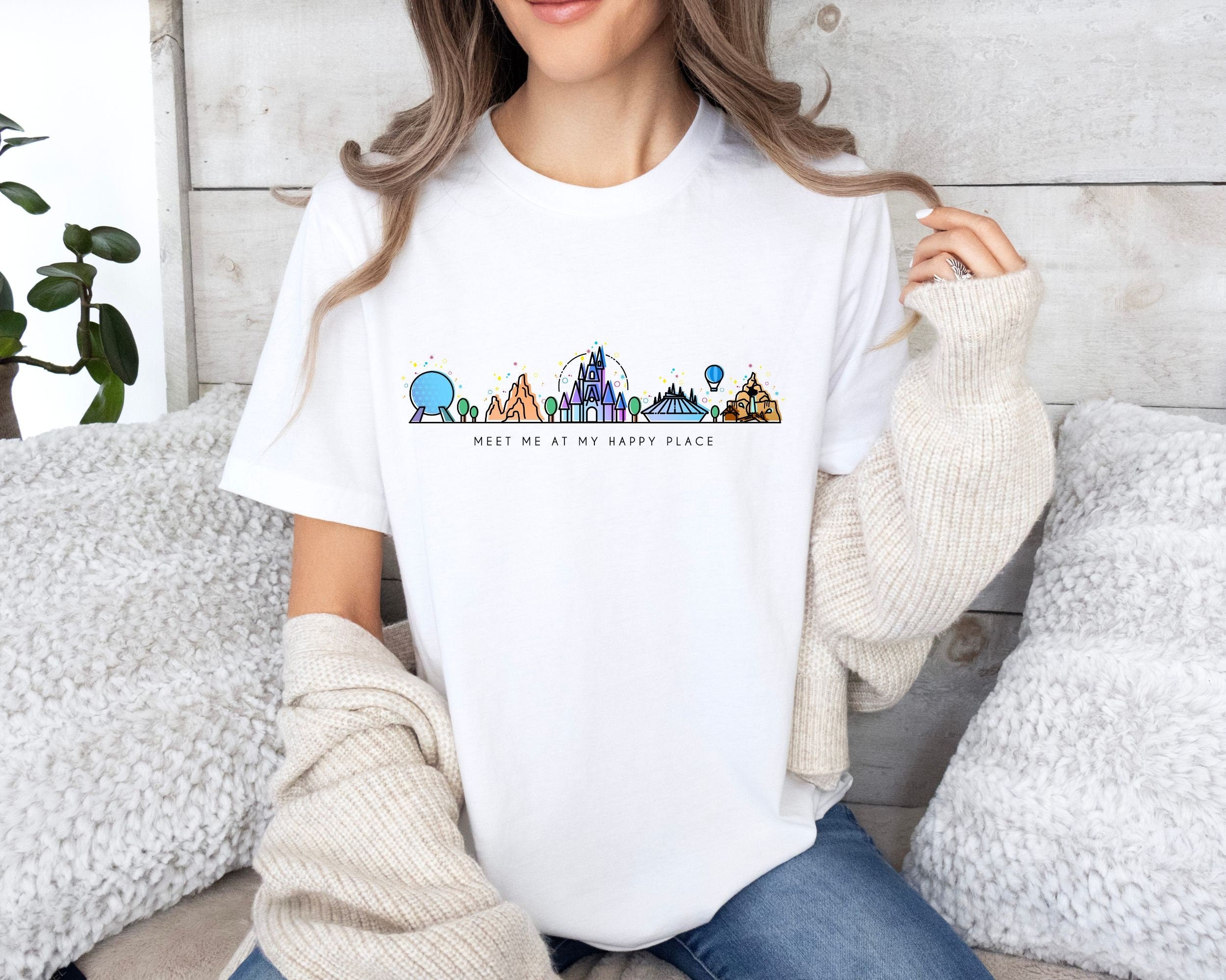Meet Me At My Happy Place Shirt Disney Family Disney Vacation Shirt Matching T Shirt Disneyland Shirt Disney Vacay Shirt Disney Shirt Graphic Tee – Aesthetic Look · Perfect For Daily Wear