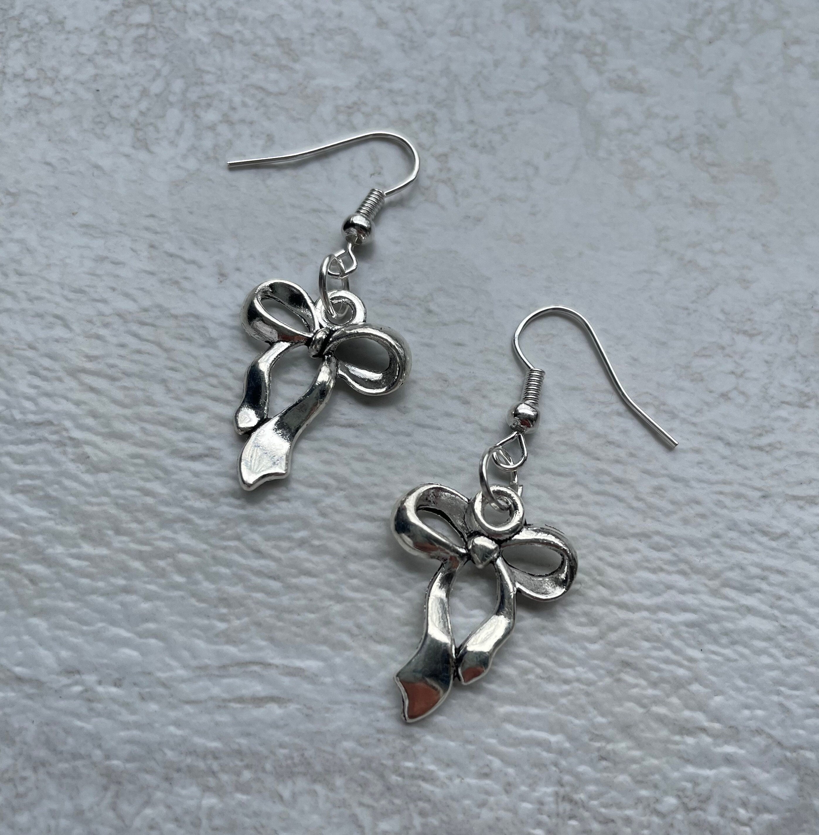 Bow Dangle Earrings Silver Plated Charm Coquette Graphic Tee – Everyday Comfort · Must-Have Style