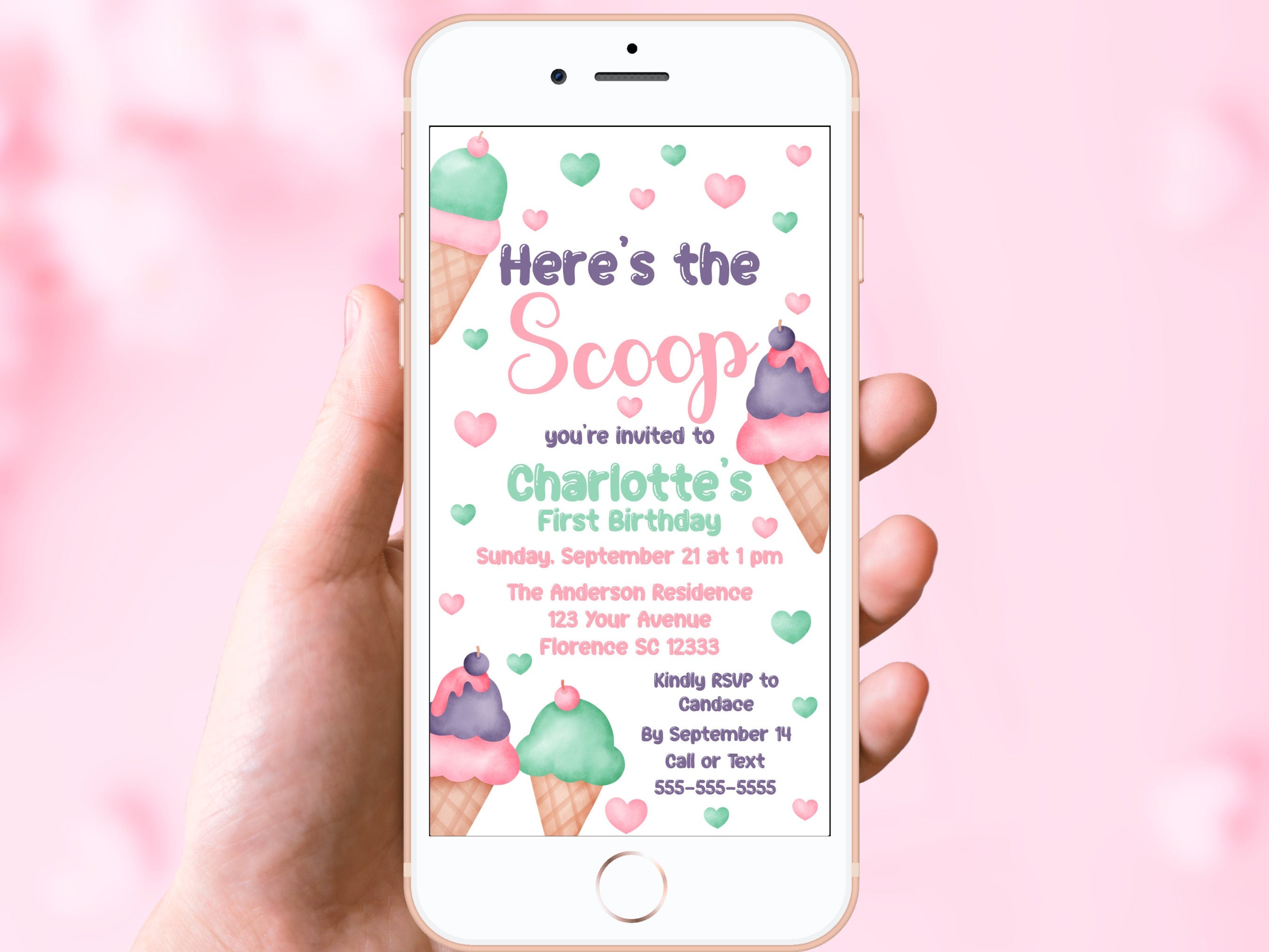 Mobile Invitations Ice Cream Birthday Digital Invite Ice Cream Party Here39s The Scoop Invitation Editable Electronic Invite Summer ICE2 Graphic Tee – Bold Style · Perfect For Daily Wear