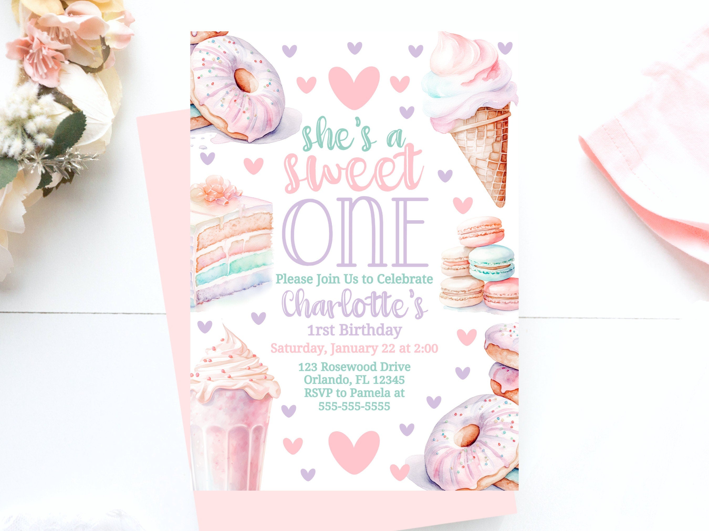 Shes a Sweet One Invitation Girl 1St Birthday Invite Girl First Birthday Invitation Template Instant Download First Birthday Party Girl SWE1 Graphic Tee – Soft Feel · Must-Have Style