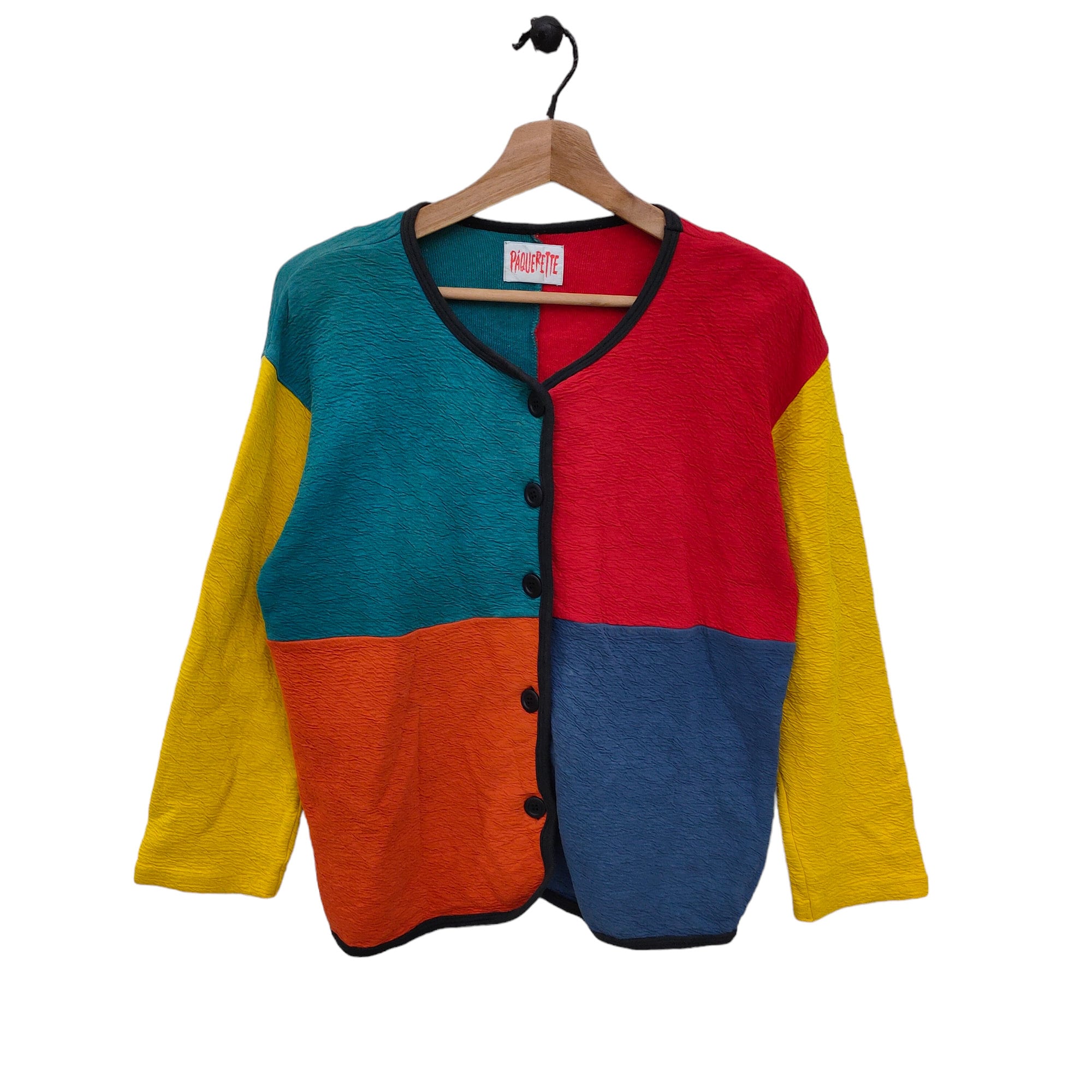 90s Colorblock Cardigan Sweater Medium Vintage Color Block Multicolor Sweatshirt Button Down Colorful Shirt Red Yellow Blue Size M Sweatshirt – Soft Feel · Top Pick For Any Outfit