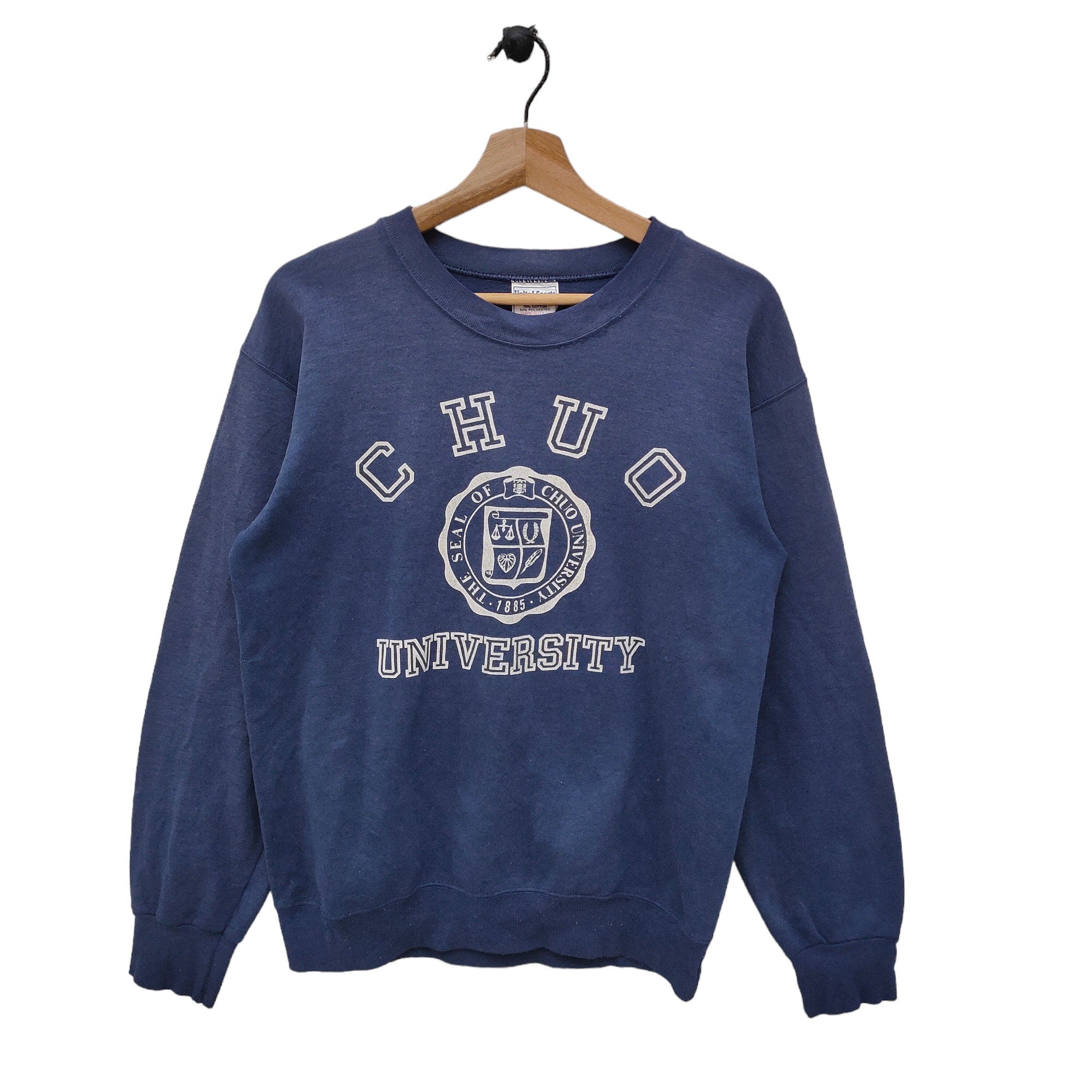 90s Chuo University Crewneck Sweatshirt Medium Vintage United Sports Activewear Sweater Jumper Navy Blue Faded Size M Sweatshirt – Cozy Vibes · Top Pick For Any Outfit