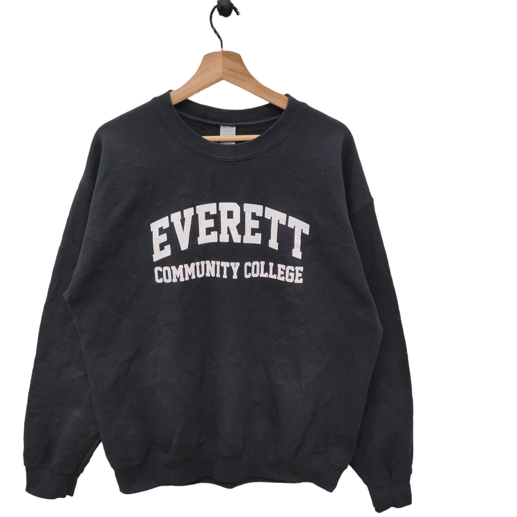 Everett Community College Crewneck Sweatshirt Large Vintage EvCC American College Sweater Jumper Black Size L Sweatshirt – Soft Feel · Top Pick For Any Outfit