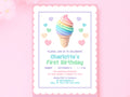Pastel Girl Birthday Invite Ice Cream Birthday Invitation 1rst Birthday Girl Pastel Birthday Aesthetic Birthday Girl Invitation Template IC2 Graphic Tee – Premium Graphic · Great Gift For Fans