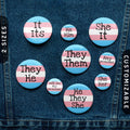 Trans Pronoun Pin Buttons Transgender Pride Flag Tin Pins Custom Any Pronouns TheyThem SheHer ItIts HeHim Enamel Gift Pins Graphic Tee – Feel-Good Design · Must-Have Style