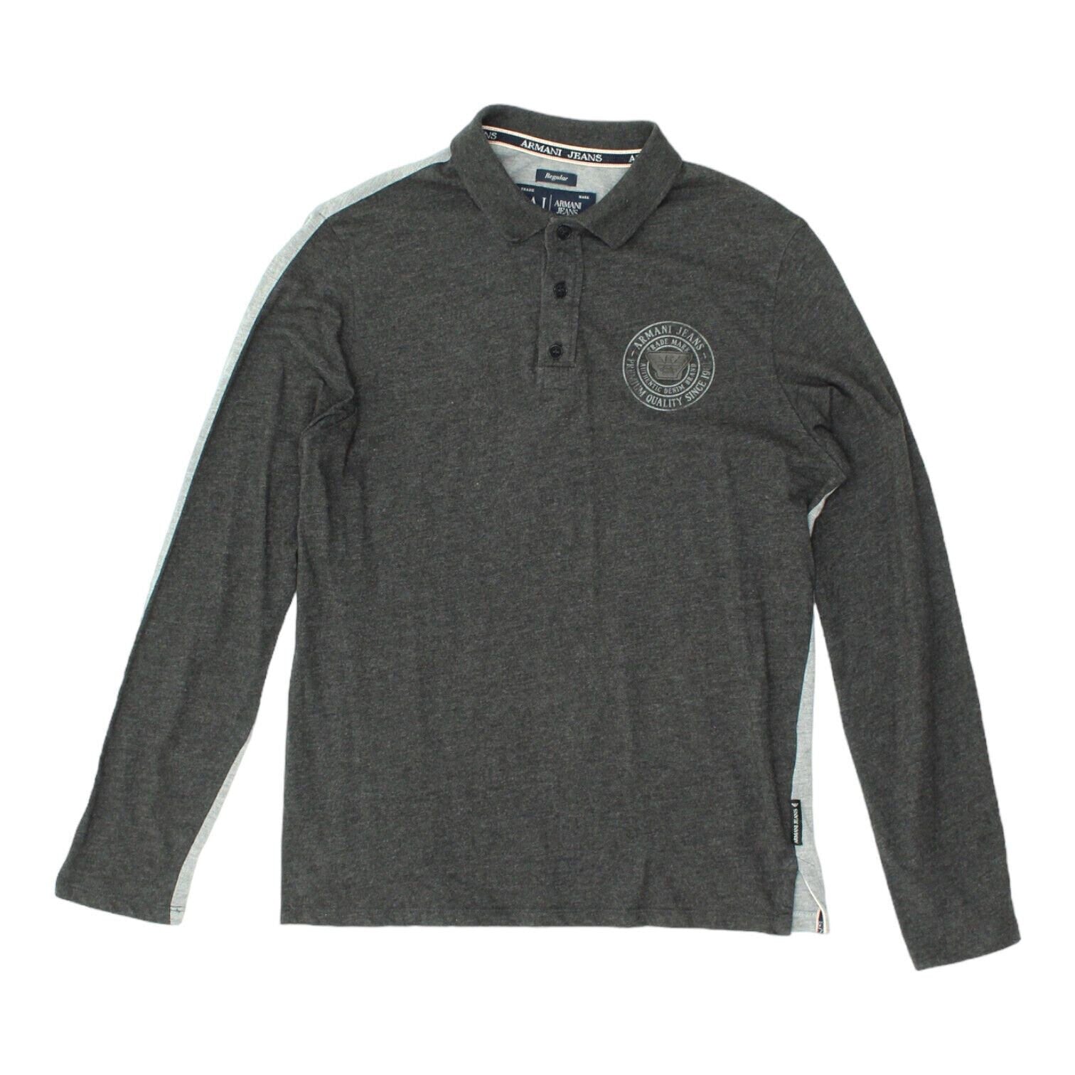 AJ Armani Jeans Mens 2 Tone Grey Long Sleeve Polo Shirt Vintage Designer VTG Graphic Tee – Premium Graphic · Perfect For Daily Wear
