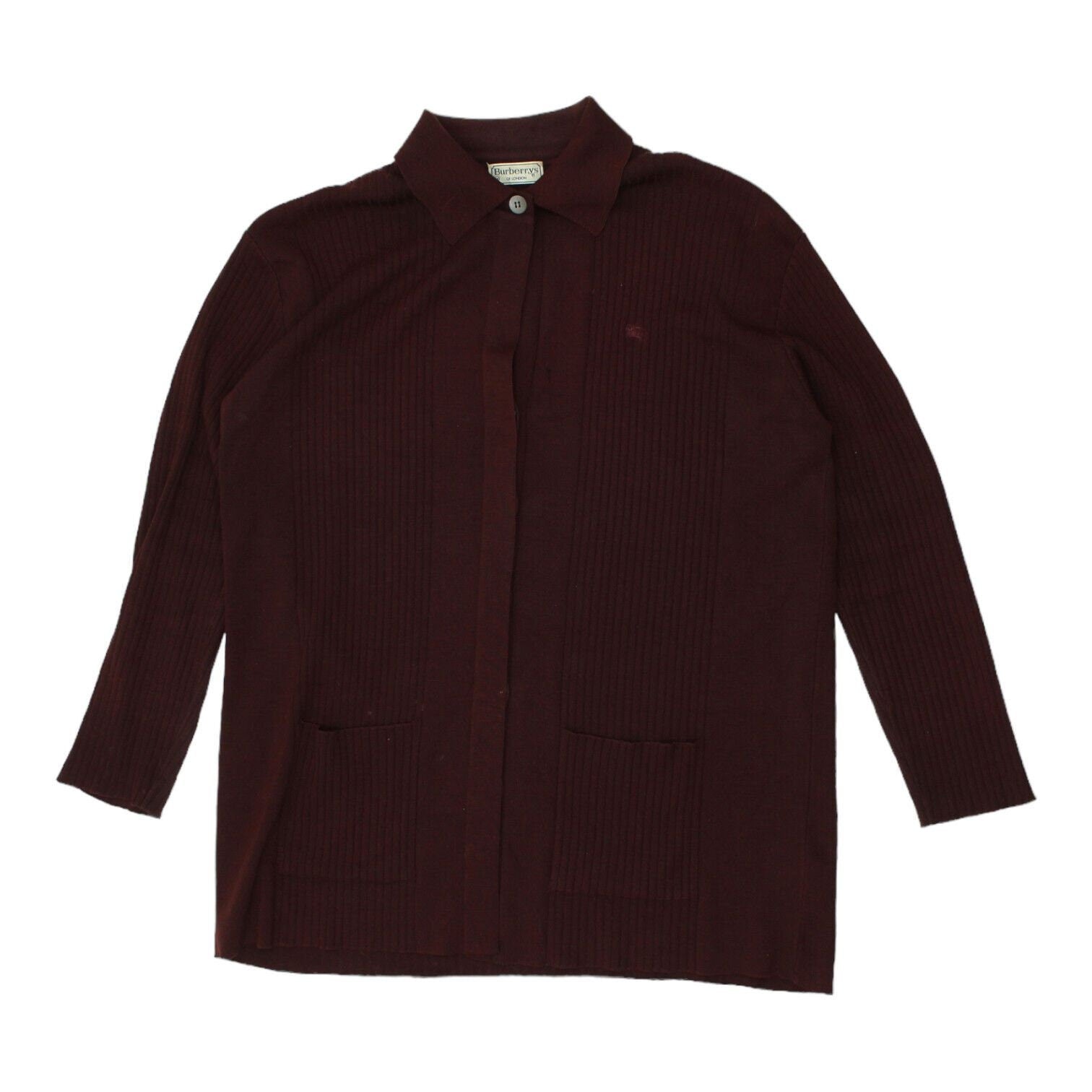 Burberrys Womens Burgundy Collared Cardigan Vintage High End Designer Sweater Graphic Tee – Everyday Comfort · Trending Graphic Apparel