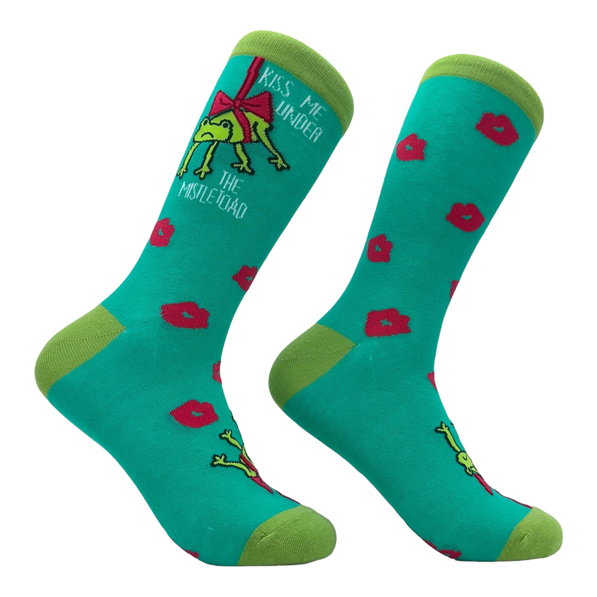 Kiss Me Under The Mistletoad Mistletoe Christmas Presents Christmas Socks Funny Socks Festive Socks Frog Socks Green and Red Socks Graphic Tee – Easygoing Wear · Trending Graphic Apparel