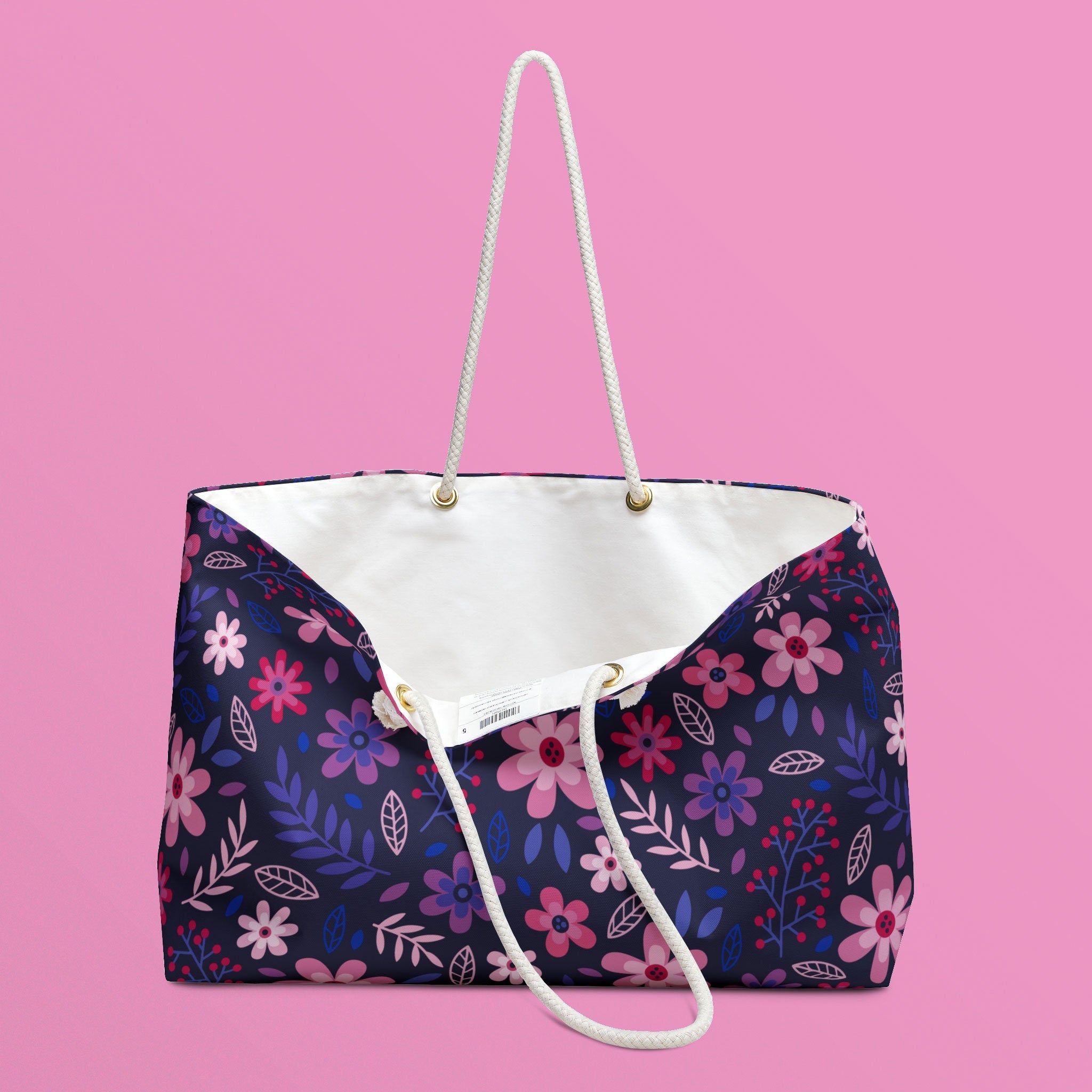 Subtle Bisexual Pride Flowers Weekender Bag All Over Print Oversized Beach Bag Bisexual Pride Shopping Bag Bi Flag Accessories Bag Tote Bag – Everyday Comfort · Perfect For Daily Wear