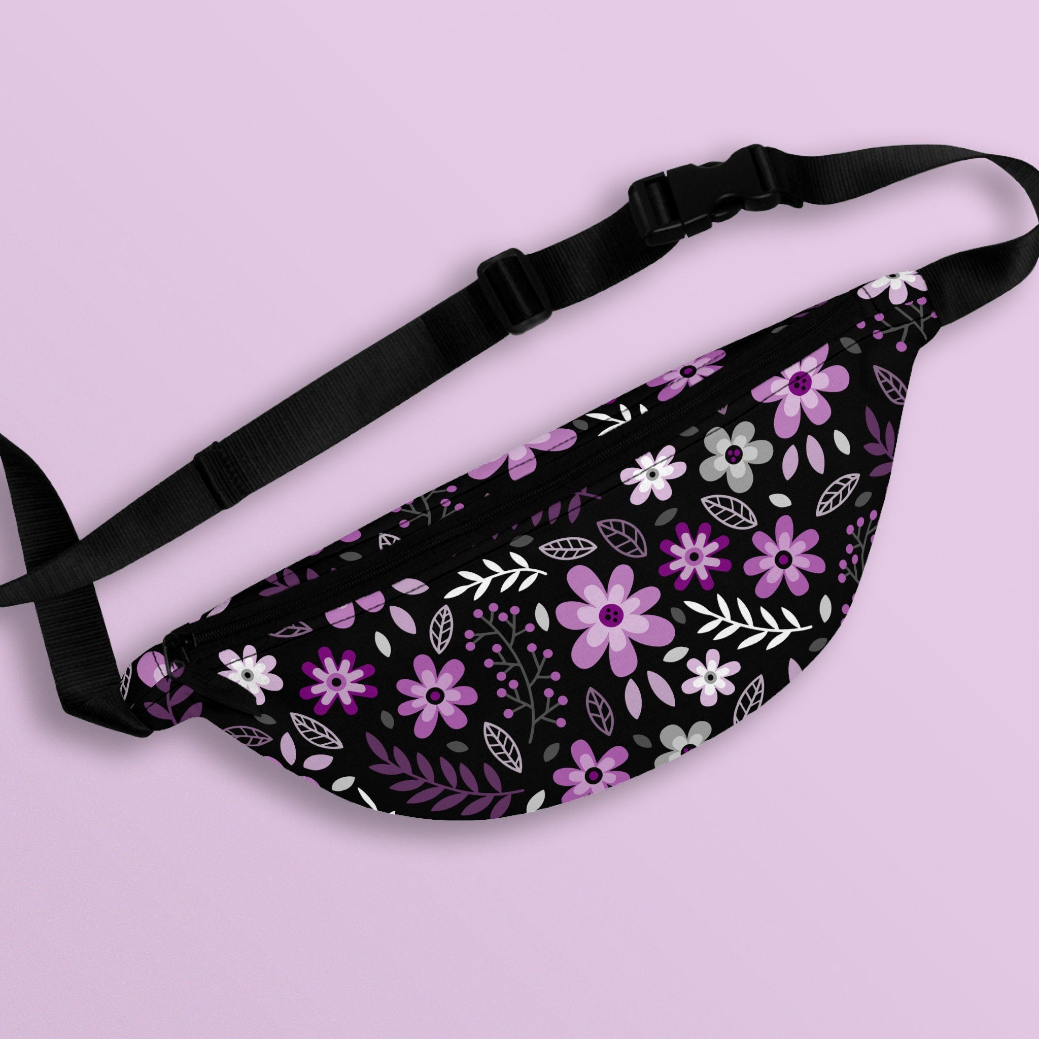 Subtle Asexual Pride Flowers Fanny Pack LGBTQ Ace Pride Flag Belt Bag All Over Print Waist Bag Bum Bag Hip Bag Crossbody Bag Tote Bag – Warm & Stylish · Great Gift For Fans