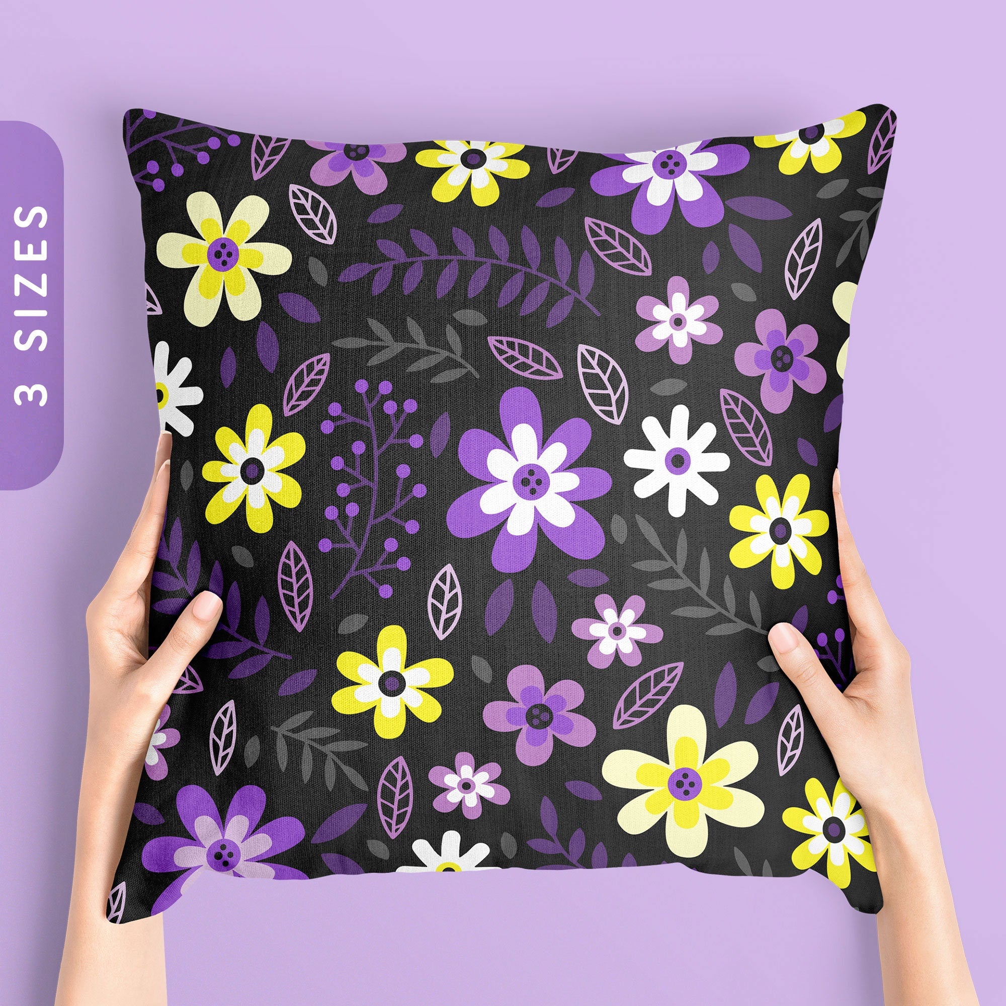 Subtle Nonbinary Pride Flowers Pillow Case Insert All Over Throw Pillow Pride Cushion Cover LGBTQ Enby Pride Pillow Cover Graphic Tee – Premium Graphic · Top Pick For Any Outfit