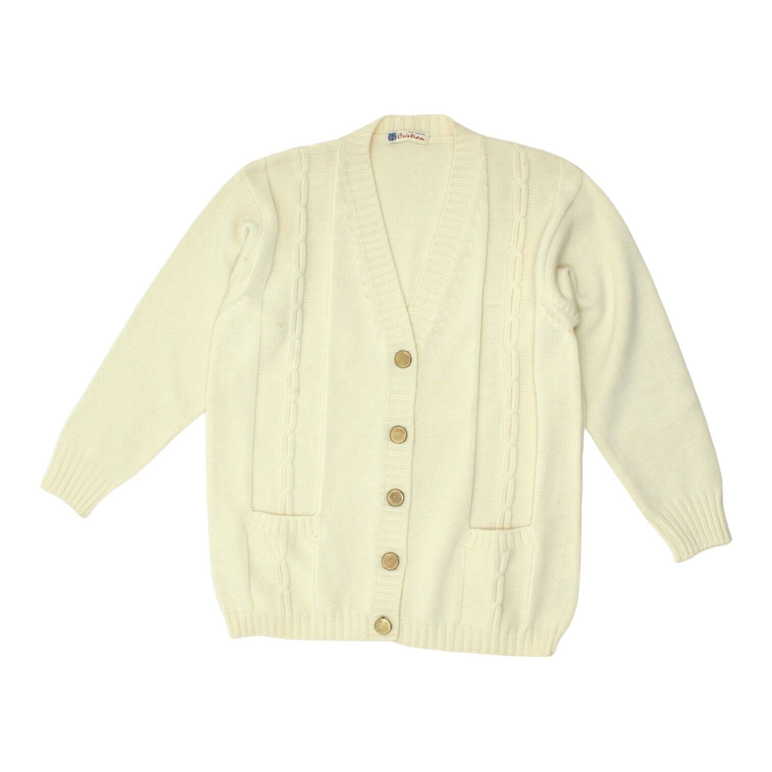 Cristian Womens Off White Wool Knit Cardigan Vintage Designer Sweater VTG Graphic Tee – Soft Feel · Trending Graphic Apparel