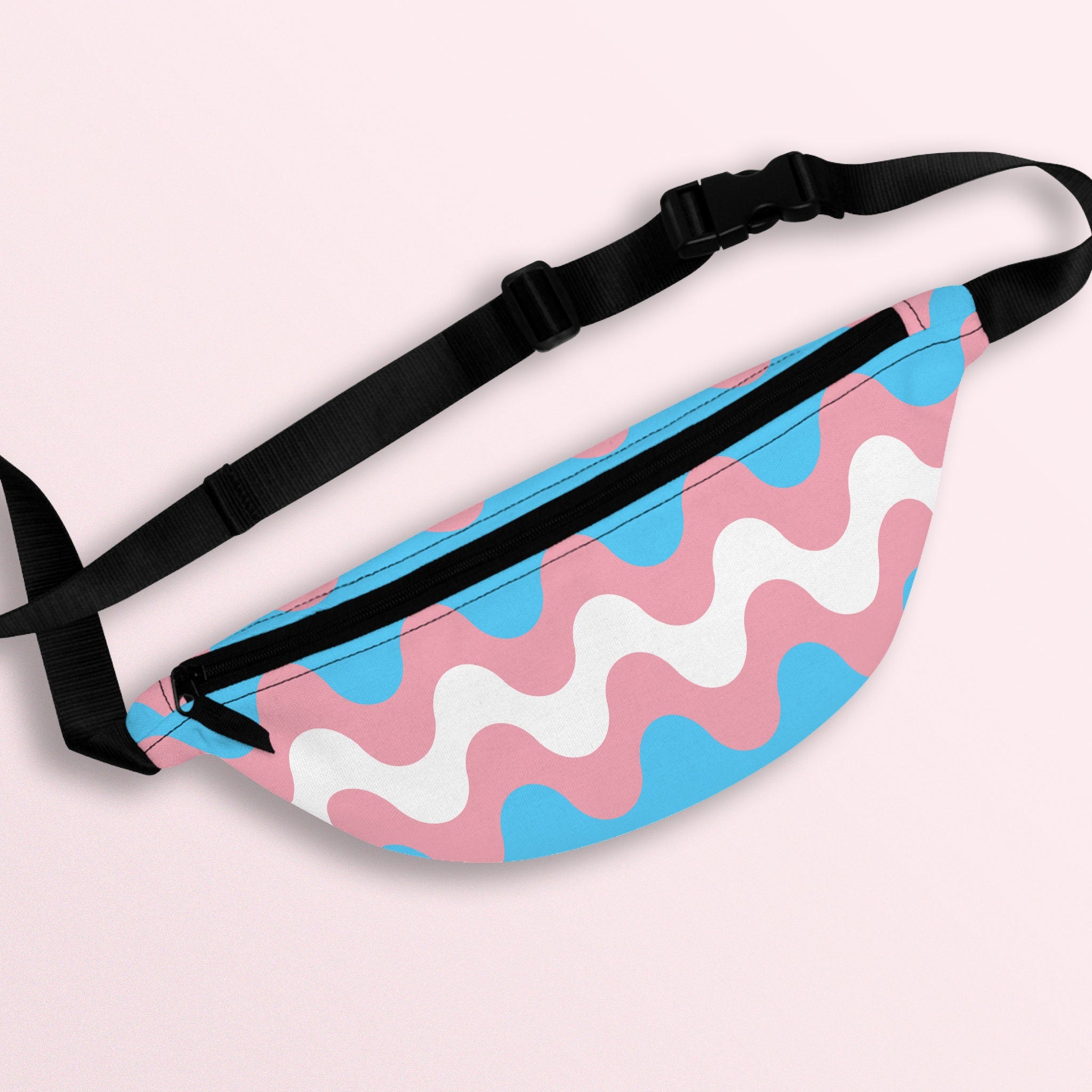 Subtle Trans Pride Waves Fanny Pack LGBTQ Transgender Pride Flag Belt Bag All Over Print Waist Bag Bum Bag Hip Bag Crossbody Bag Tote Bag – Fan Favorite · Top Pick For Any Outfit