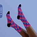 Bisexual Pride Socks Bisexual Flag Triangles Pattern Sublimation Socks Subtle Bi Socks LGBTQ Bisexual Gift Bisexual Crew Socks Graphic Tee – Warm & Stylish · Perfect For Daily Wear