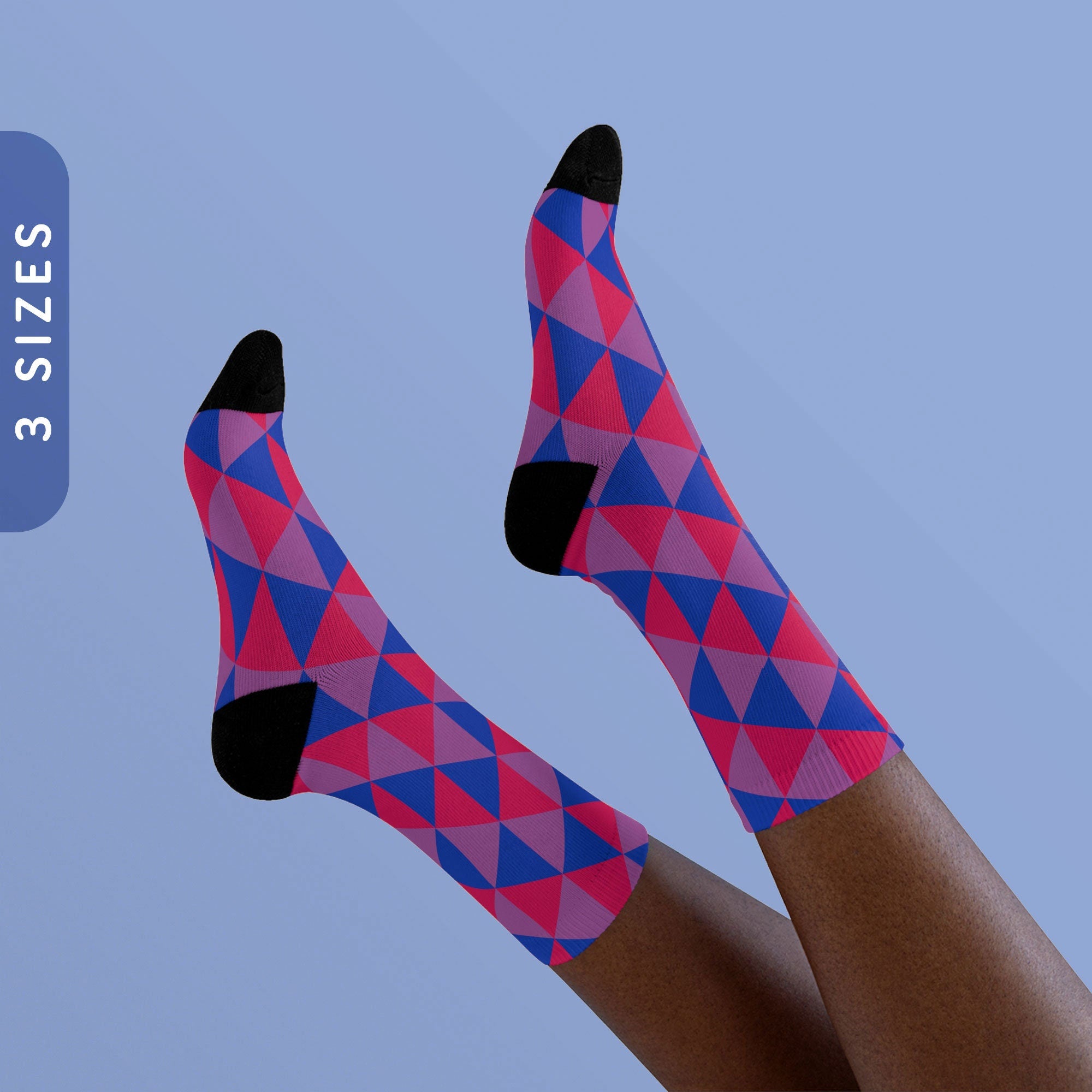 Bisexual Pride Socks Bisexual Flag Triangles Pattern Sublimation Socks Subtle Bi Socks LGBTQ Bisexual Gift Bisexual Crew Socks Graphic Tee – Warm & Stylish · Perfect For Daily Wear