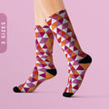 Lesbian Pride Socks Lesbian Flag Stripes Sublimation Socks Sapphic Flag LGBTQ Lesbian Pride Gift Orange Purple Striped Crew Socks Graphic Tee – Fan Favorite · Top Pick For Any Outfit