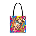 Shine Bright Lady on a Abstract Comic Pop AOP Tote Bag Tote Bag – Aesthetic Look · Great Gift For Fans