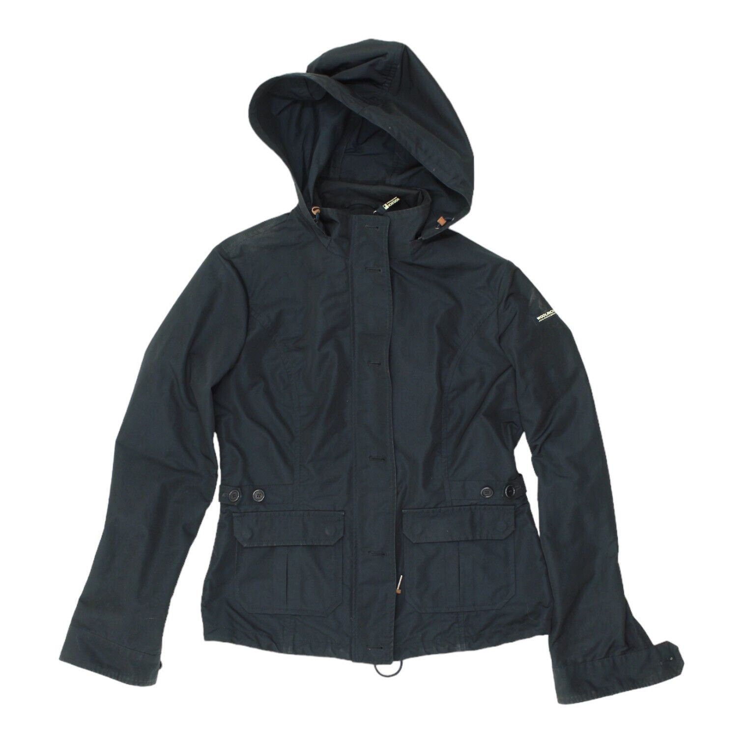 Woolrich Womens Navy Full Zip Up Hooded Rain Jacket Vintage Designer Outdoors Graphic Tee – Feel-Good Design · Top Pick For Any Outfit