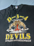 Vintage 1980s 80s D34 Devils Devil Blood Navy Naval Russell Athletic T shirt L Graphic Tee – Bold Style · Perfect For Daily Wear