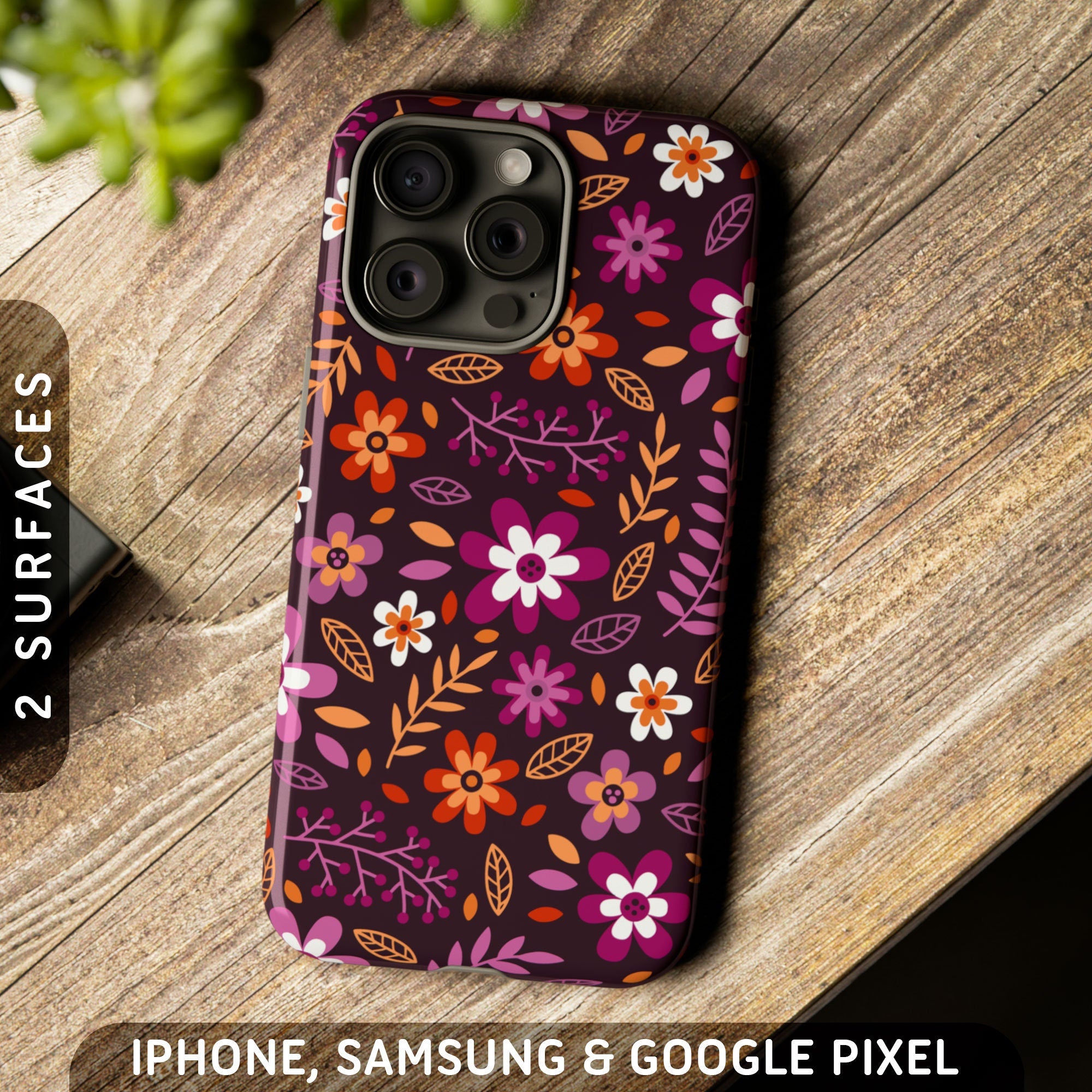 Subtle Lesbian Pride Flowers Tough Case iPhone 16 Pro Max Plus 15 14 13 12 11 Samsung S24 S23 S22 S21 Google Pixel 9 8 7 6 5 Phone Graphic Tee – Warm & Stylish · Perfect For Daily Wear