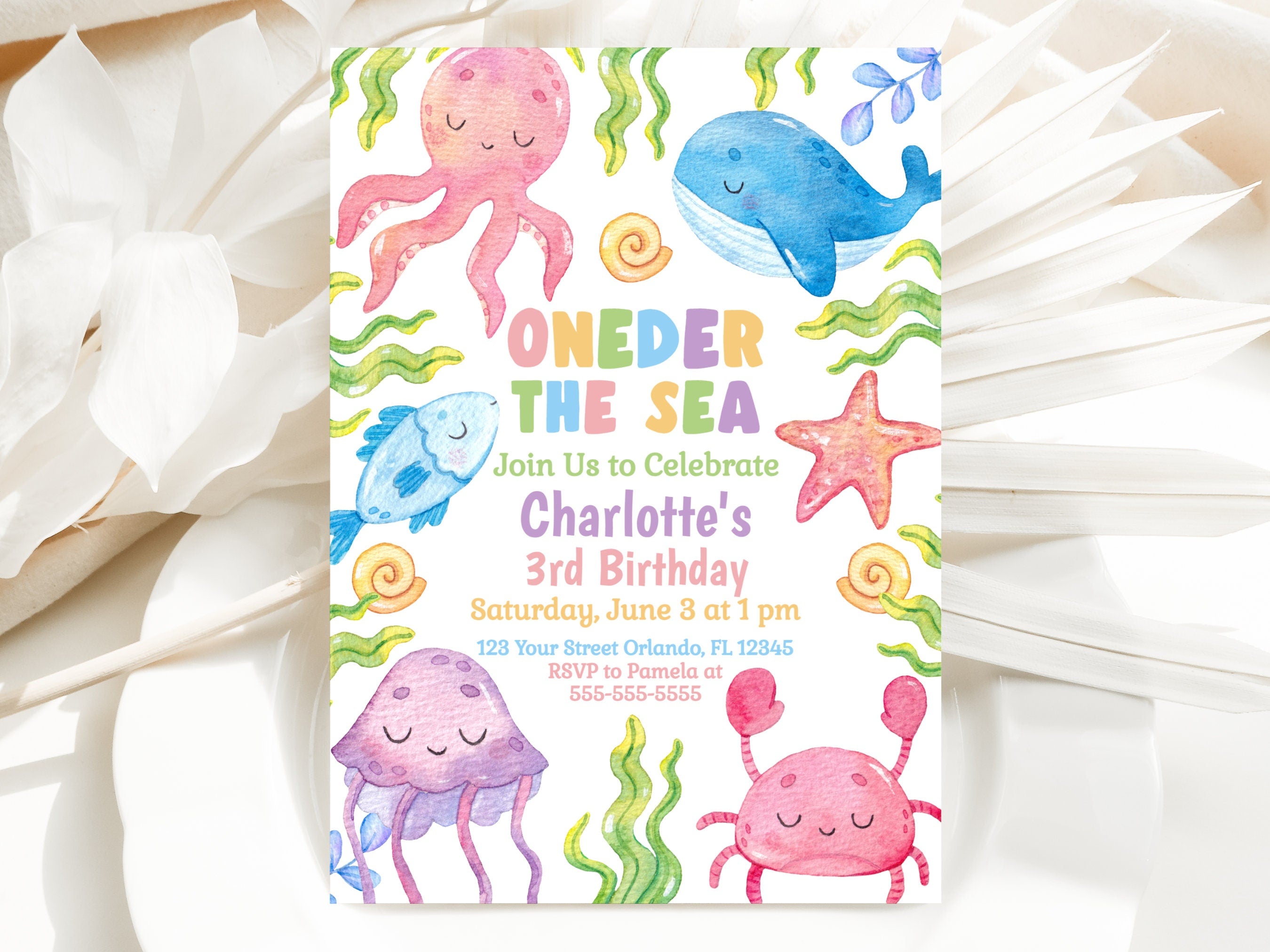 Oneder the Sea Birthday Invitation 1St Birthday Invite Under The Sea Party First Birthday Girl Ocean Birthday Invitation Template UND1 Graphic Tee – Premium Graphic · Trending Graphic Apparel