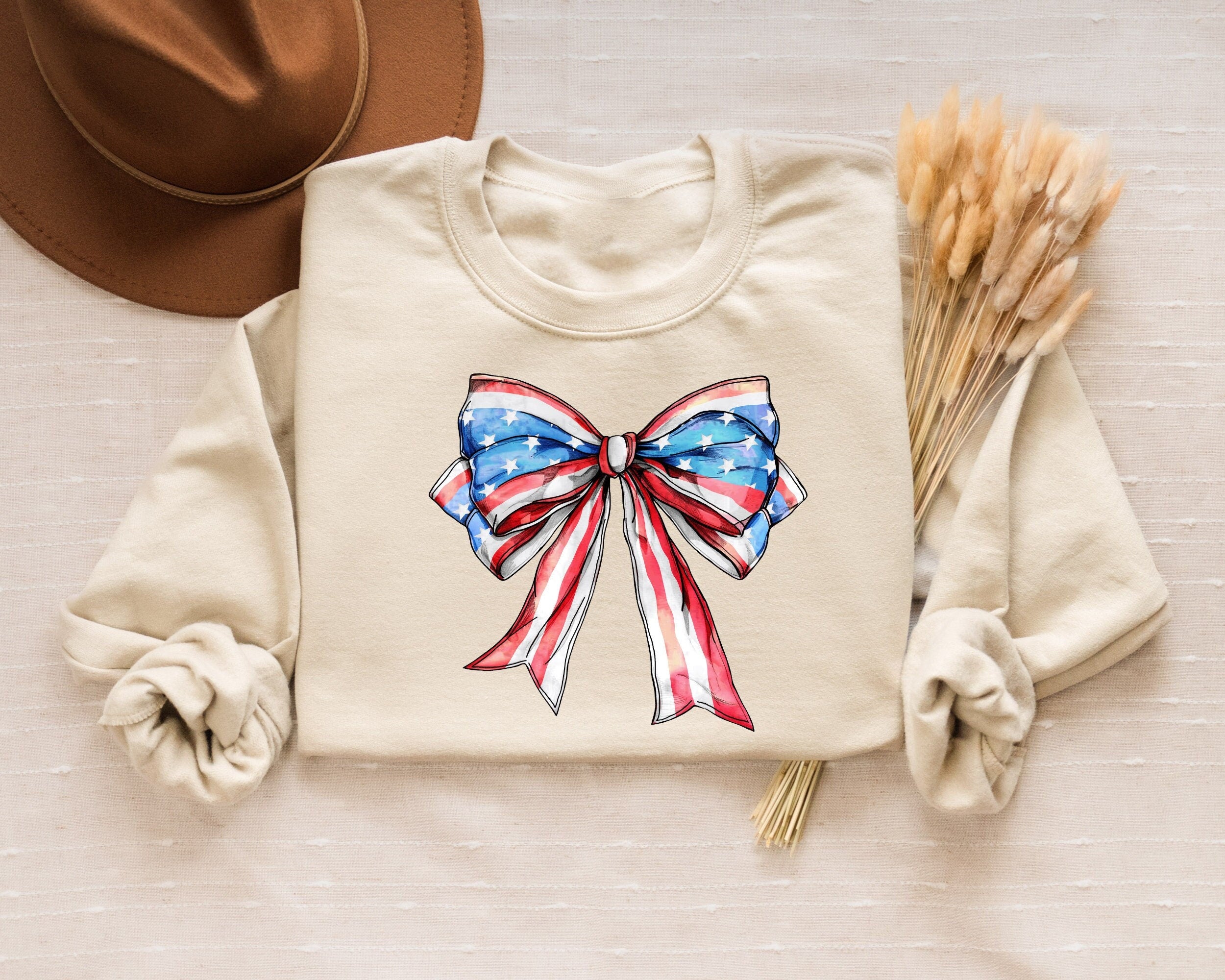 Coquette American Flag Sweatshirt Coquette Bow 4th of July Shirt America Shirt Freedom American Flag Shirt American Girl 4th of July Sweatshirt – Warm & Stylish · Perfect For Daily Wear