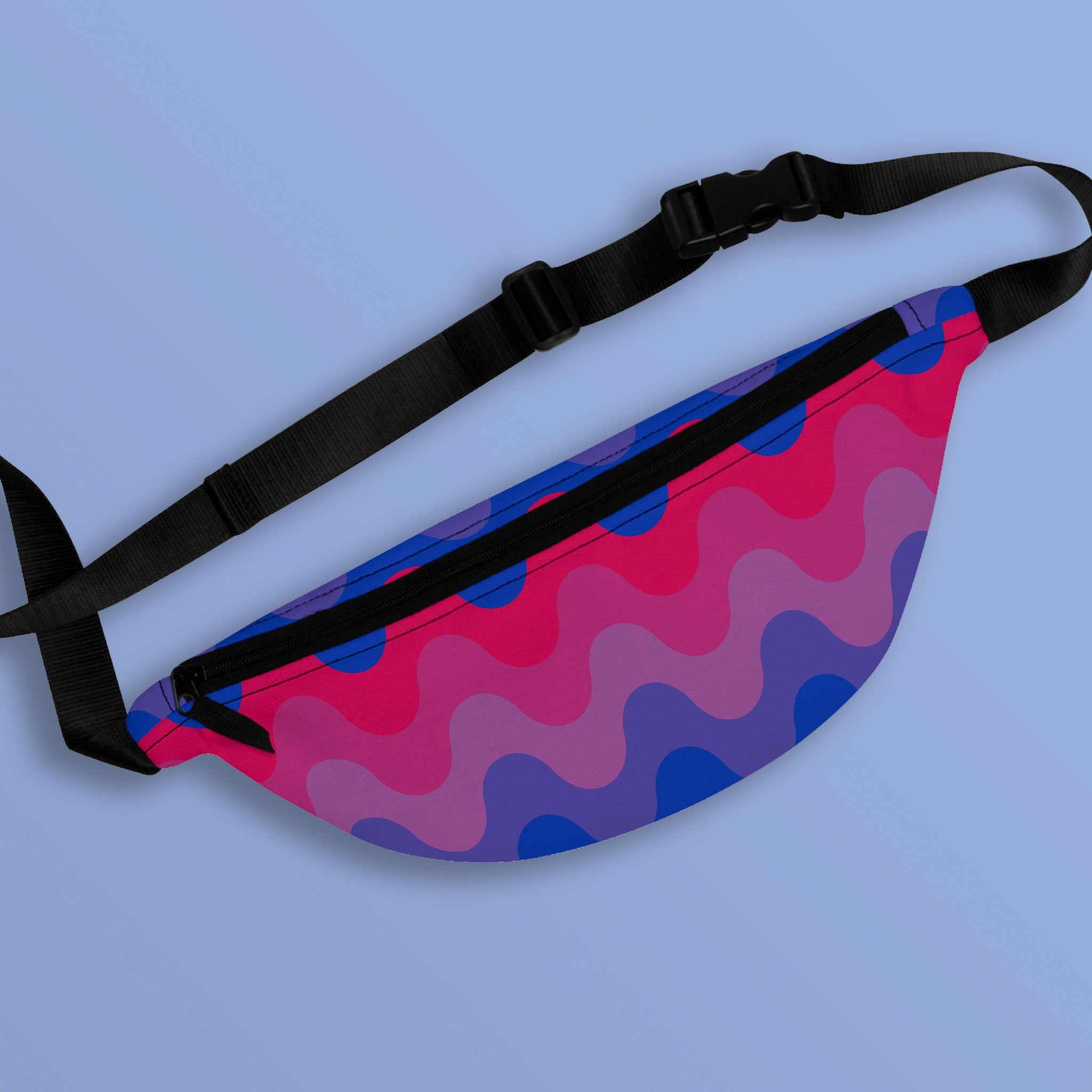 Subtle Bisexual Pride Waves Fanny Pack LGBTQ Bi Pride Flag Belt Bag All Over Print Waist Bag Bum Bag Hip Bag Crossbody Bag Tote Bag – Bold Style · Perfect For Daily Wear