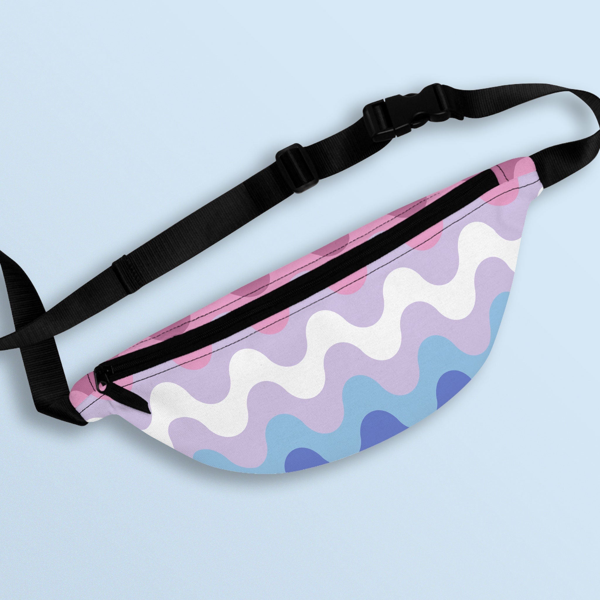 Bigender Waves Fanny Pack LGBTQ Bigender Pride Flag Belt Bag All Over Print Waist Bag Bum Bag Hip Bag Crossbody Bag Tote Bag – Premium Graphic · High-Quality Print