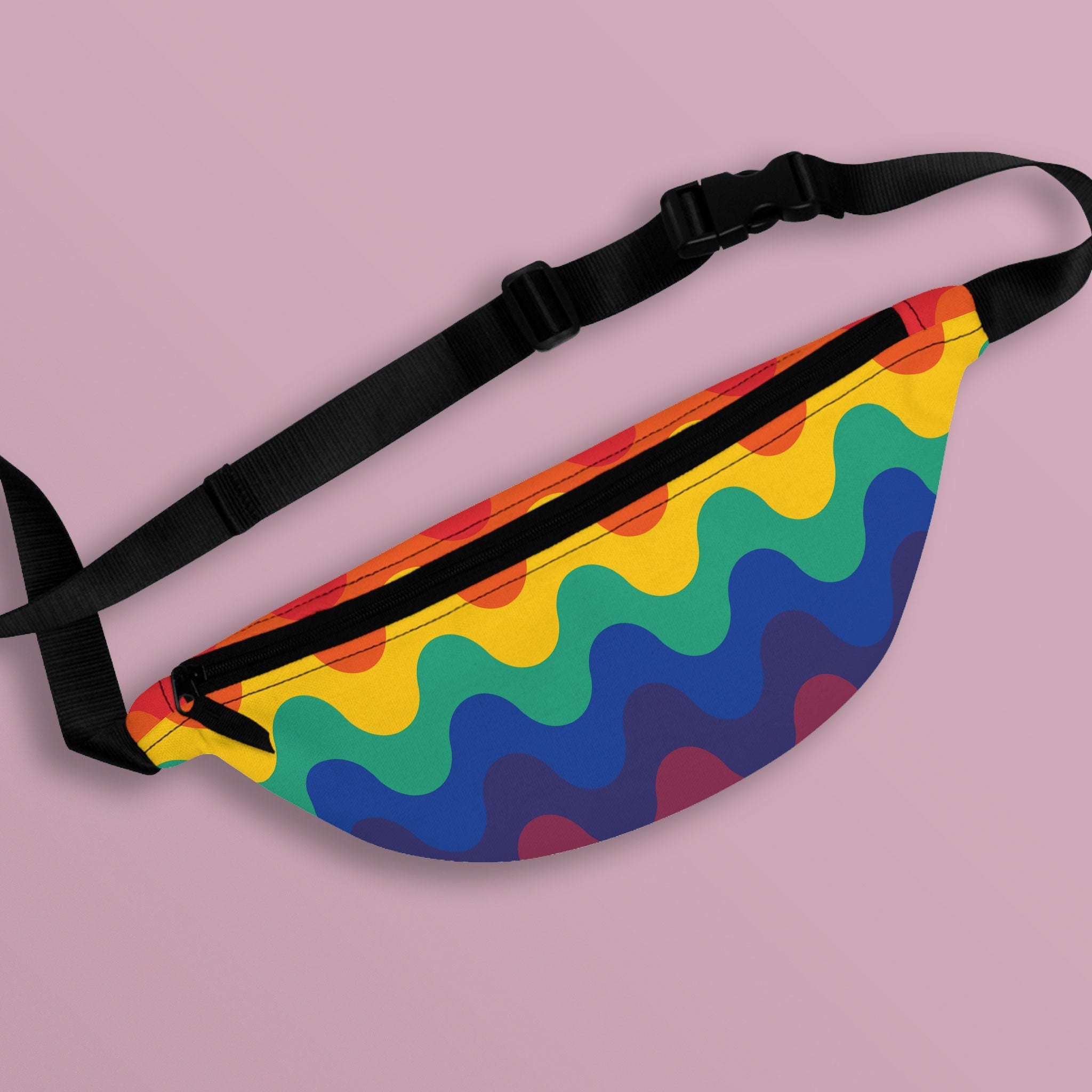 Subtle Rainbow Pride Waves Fanny Pack LGBTQ Rainbow Pride Flag Belt Bag All Over Print Waist Bag Bum Bag Hip Bag Crossbody Bag Tote Bag – Warm & Stylish · Top Pick For Any Outfit