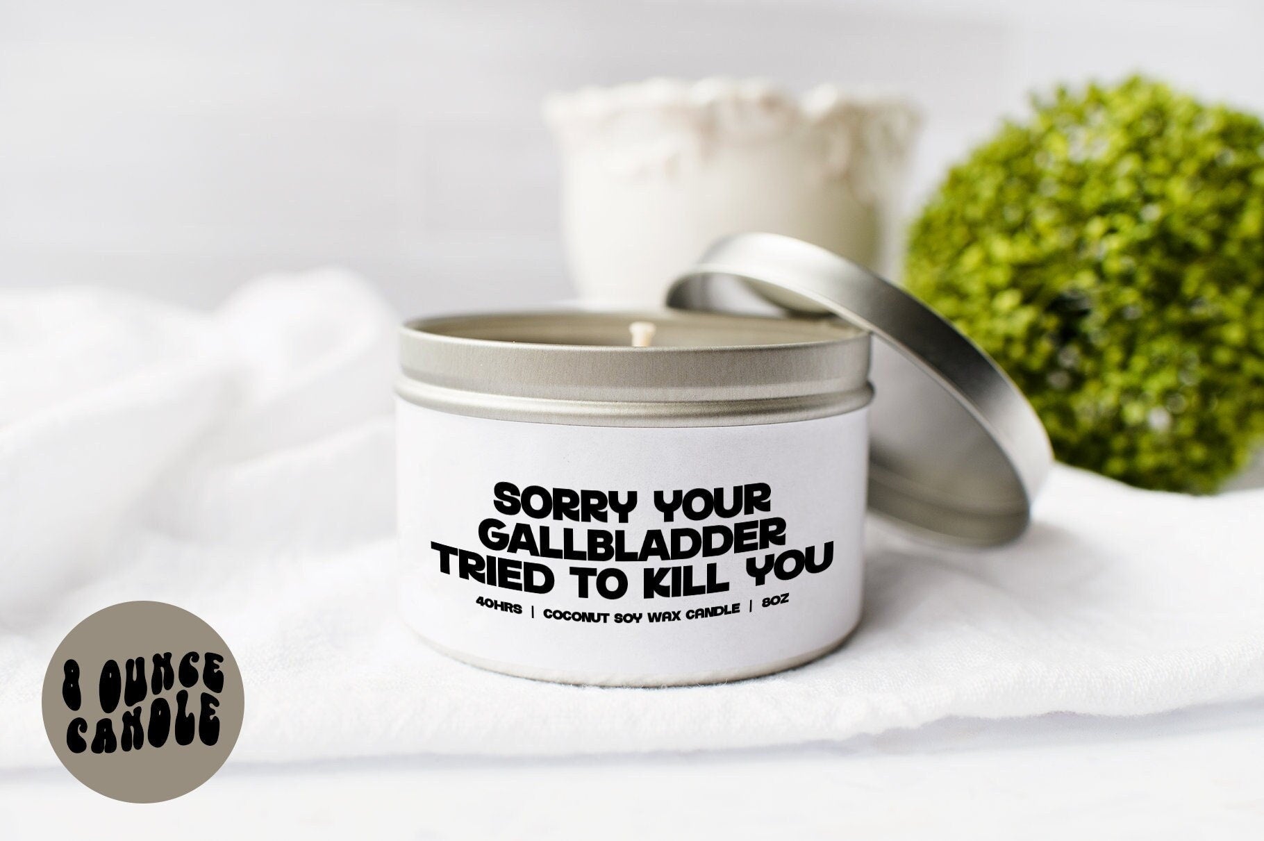 Gallbladder Surgery Cancer Candle Gifts Tin Coconut Soy Wax Scented Aromatherapy Vanilla Coffee Home Office Decor Graphic Tee – Aesthetic Look · Trending Graphic Apparel