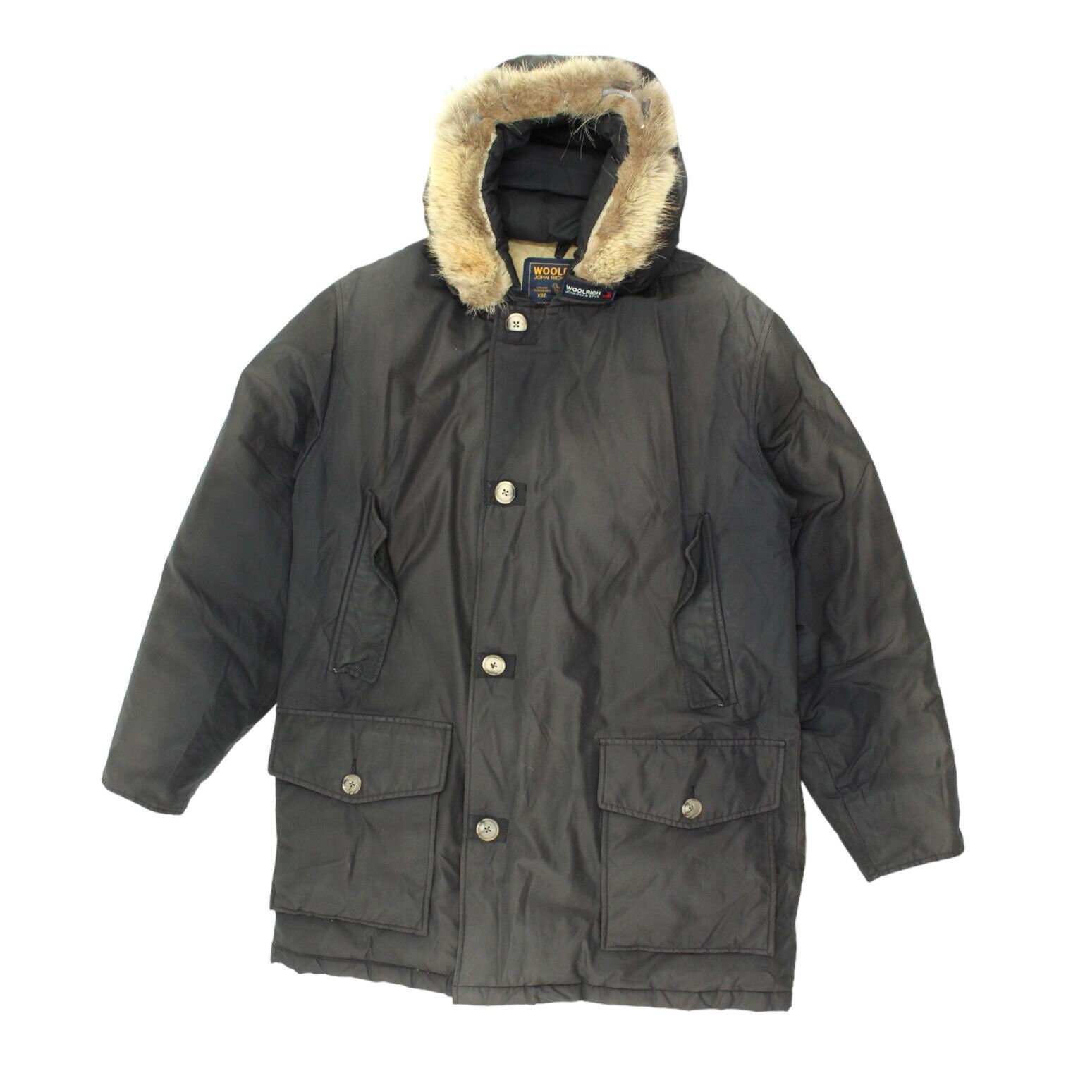 Woolrich Mens Grey Fur Trim Hooded Arctic Parka Coat Vintage Designer VTG Graphic Tee – Aesthetic Look · Trending Graphic Apparel