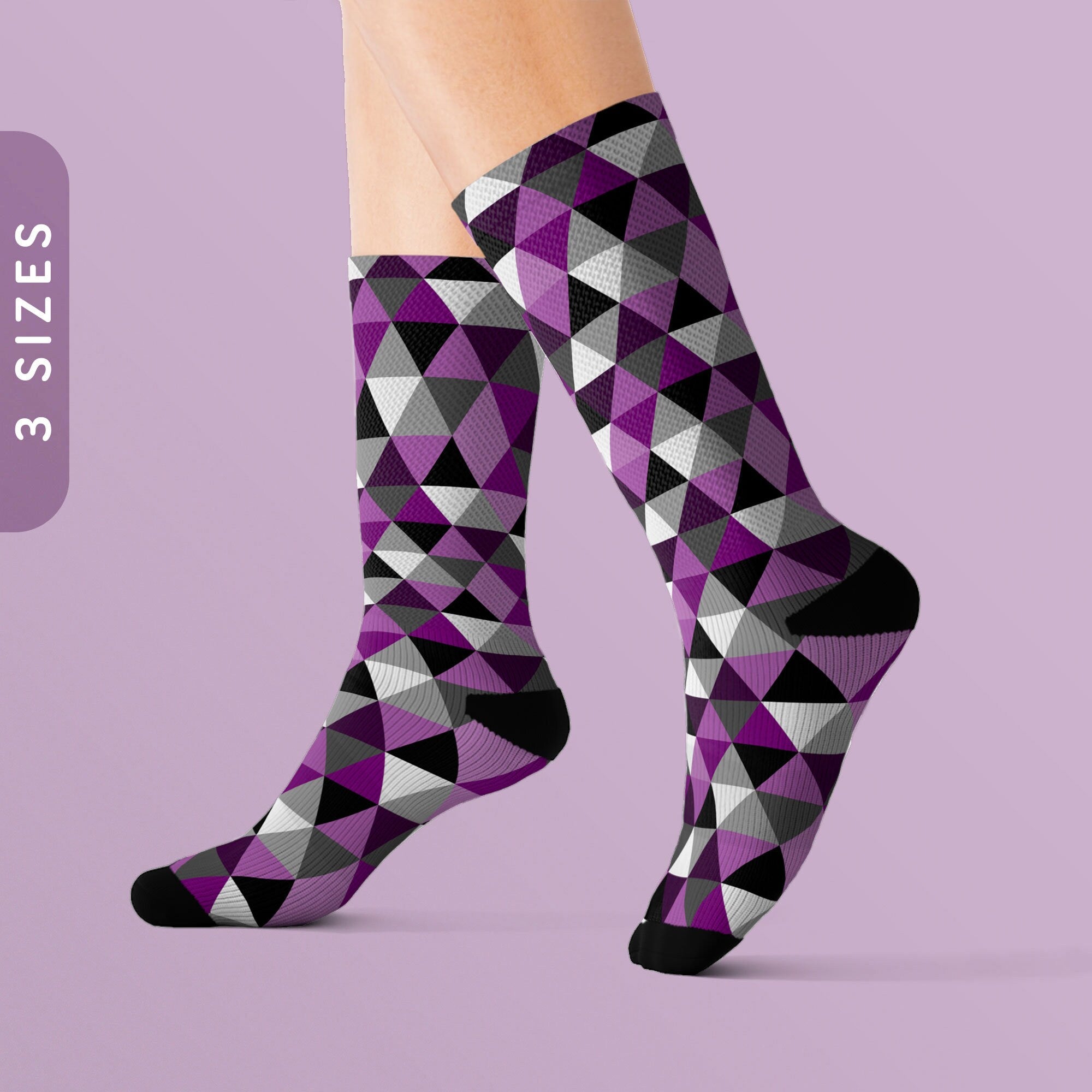 Asexual Pride Socks Ace Pride Flag Triangles Sublimation Socks Aroace Flag LGBTQ Aro Ace Pride Gift Purple Grey Crew Socks Graphic Tee – Everyday Comfort · Trending Graphic Apparel